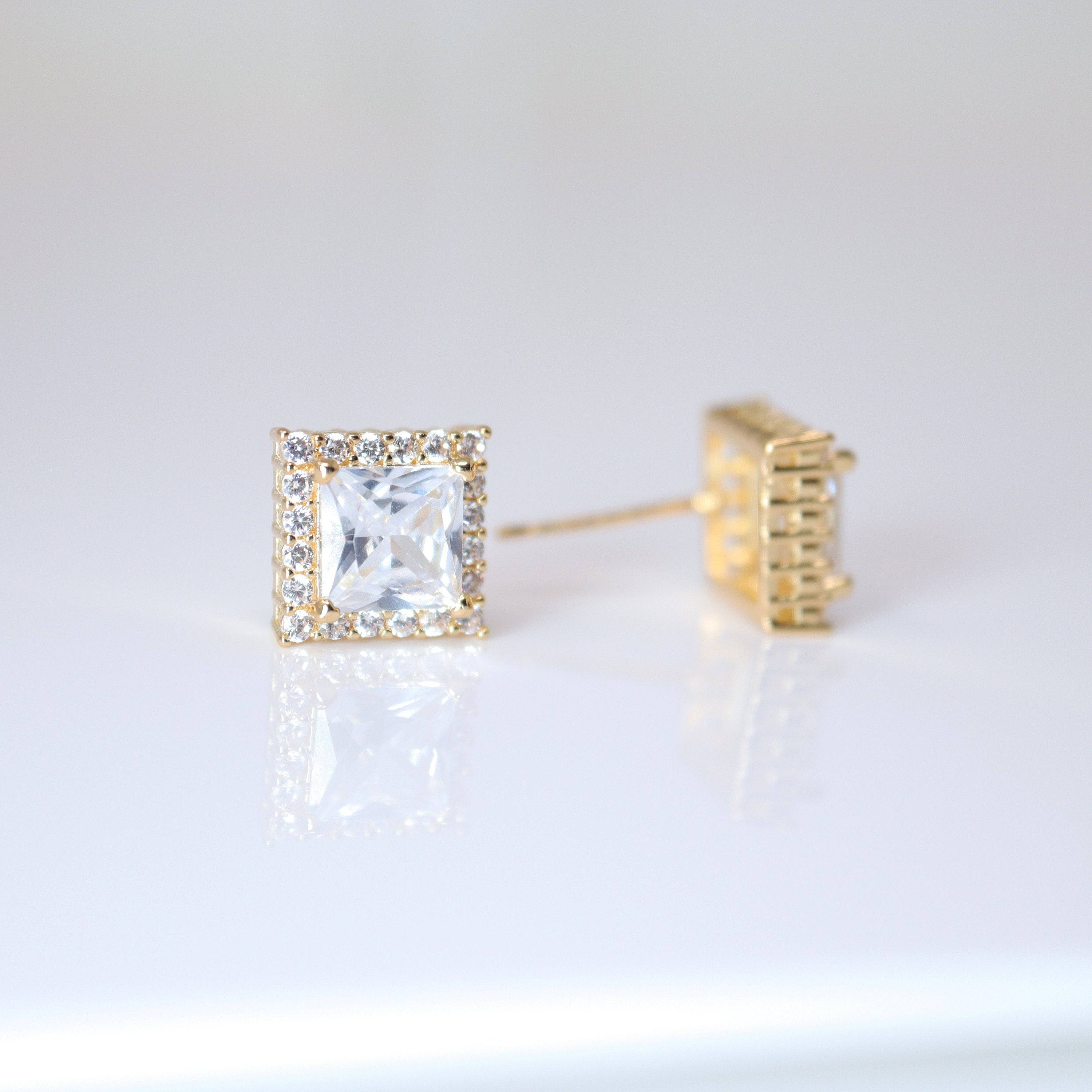 Cubic Zirconia Square Stud Earrings for Women - Sparkling Crystal Bridal Jewelry, Wedding Party Statement Earrings - Perfect for Brides, Prom, Anniversary & Special Occasions