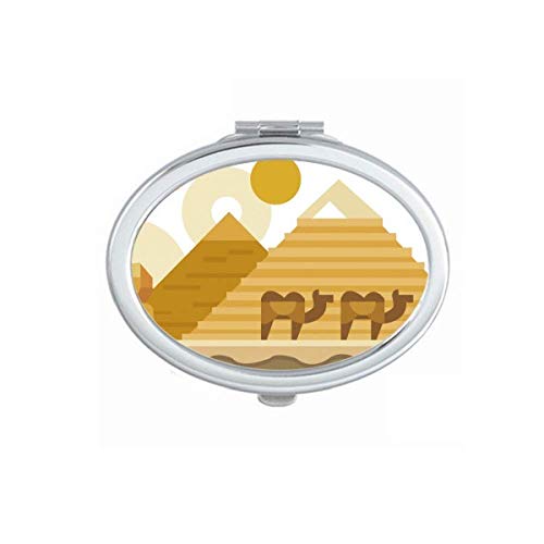 DIYthinker Egyptian Yellow Green Sphinx Pyramids & Camel Design Portable Folding Double-Sided Mirror - Perfect for Travel, Makeup, and Vanity Use