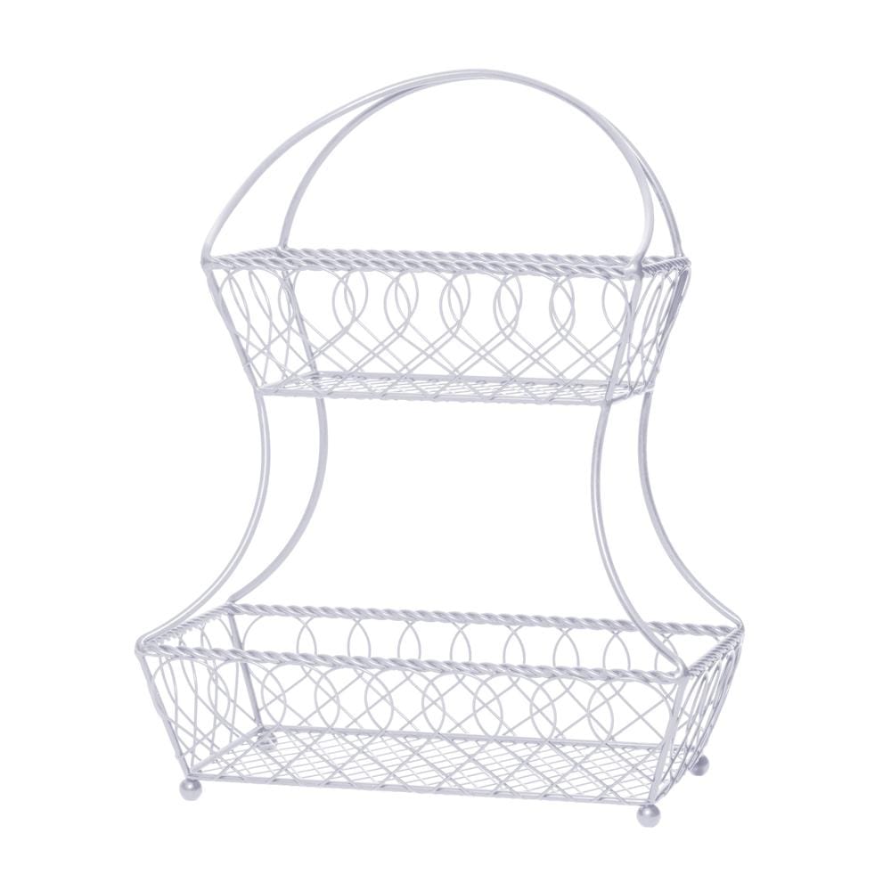 Loop and Lattice 2-Tier White Flatback Storage Basket - Organize Bathroom, Kitchen, or Office Supplies | Space-Saving Home Decor