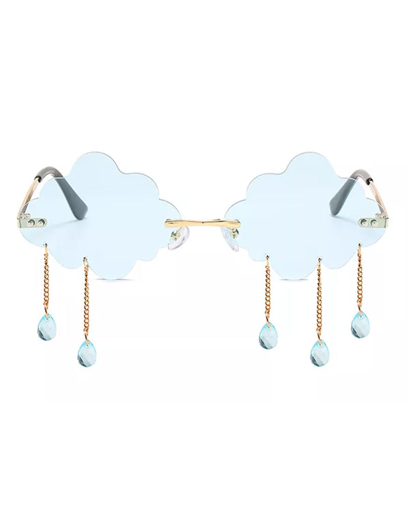 60s Light Blue Festive Cloud Glasses - Vintage Retro Party Drinkware for Cocktails, Weddings & Themed Events