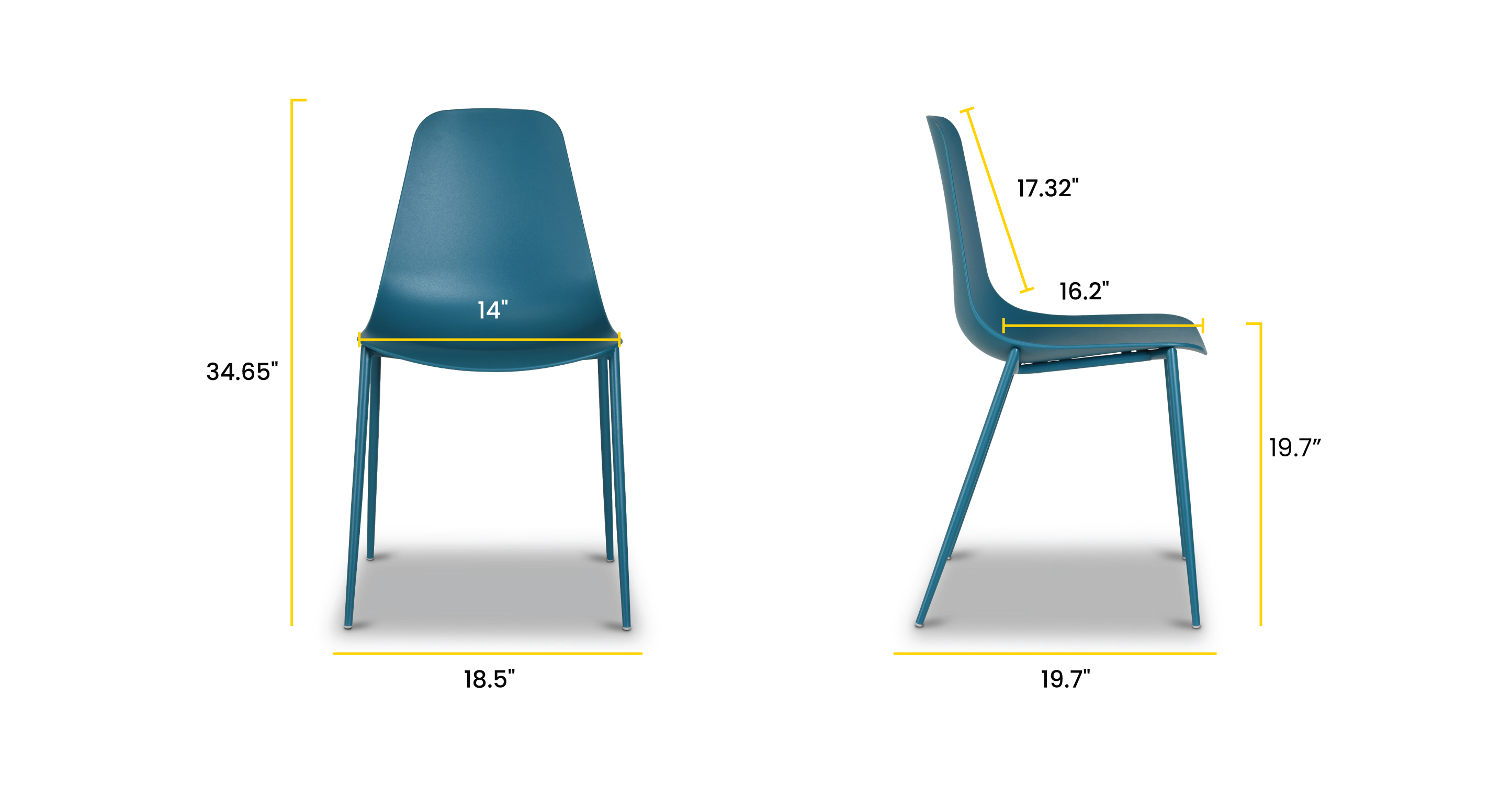 Isla Dining Chair - Modern Wooden Dining Room Chairs Set of 2, Comfortable Upholstered Seat with Sturdy Metal Legs - Perfect for Kitchen, Dining Room, Breakfast Nook & Home Decor