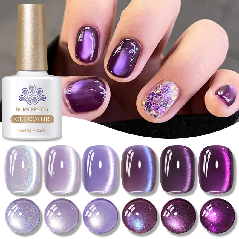 Purple Collection Cat Magnetic Gel Nail Polish 10ml - Long Lasting UV LED Nail Art for Salon & Home Manicure