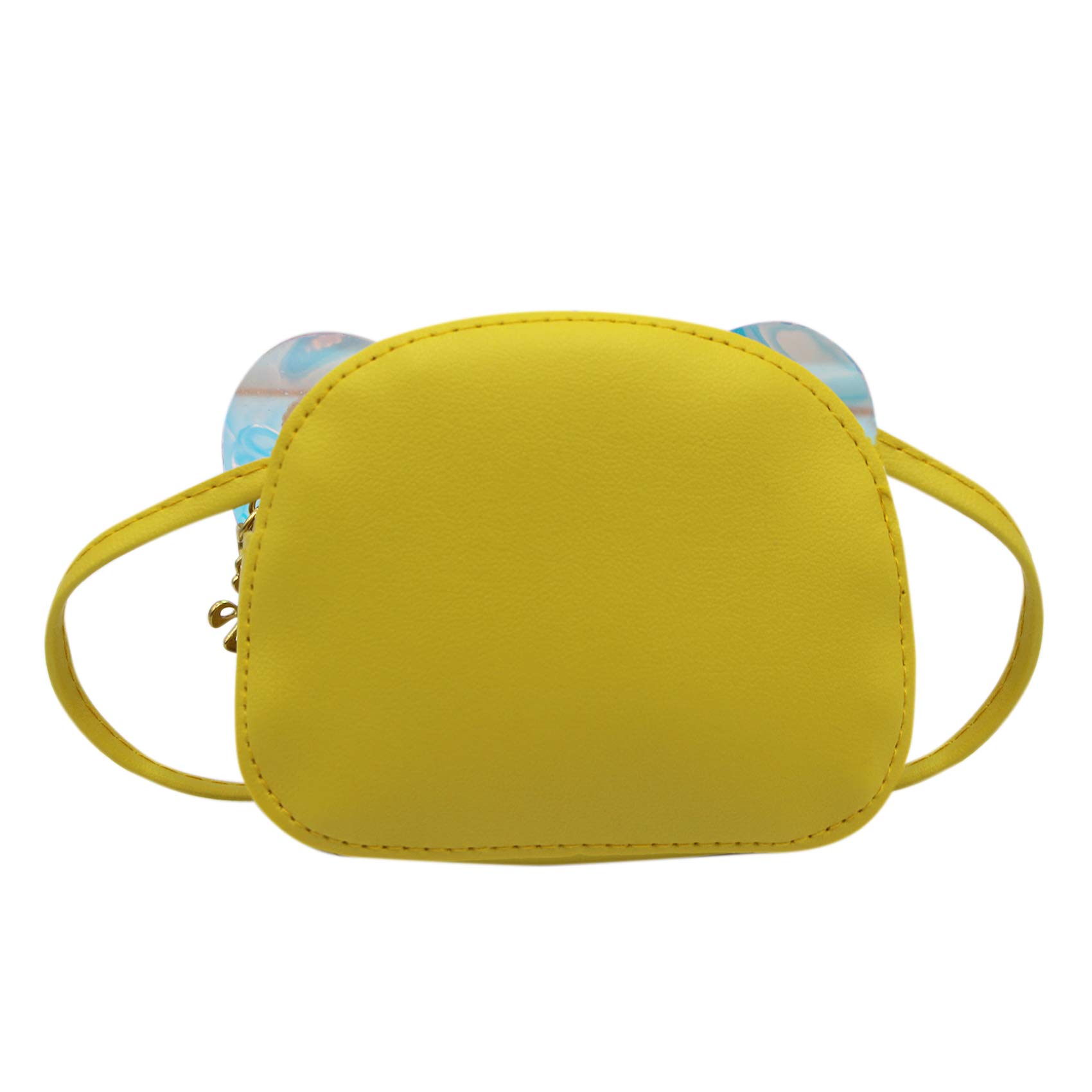 Women's Small PU Leather Crossbody Bag with Glitter Butterfly Wings - Mini Coin Purse Wallet for Women - Fashionable Yellow Shoulder Bag for Parties, Travel & Daily Use