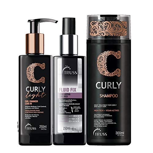 Best Truss Curly Light Hair Cream Bundle with Fluid Fix Curl Spray & Curly Shampoo for Natural Curls - Hydrating Hair Care Set for Wavy & Coily Hair Types - Perfect for Daily Styling & Curl Definition