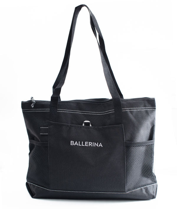 Elegant Ballerina Embroidered Canvas Tote Bag - Stylish & Spacious Handbag for Women, Perfect for Work, Shopping, and Dance Class Accessories