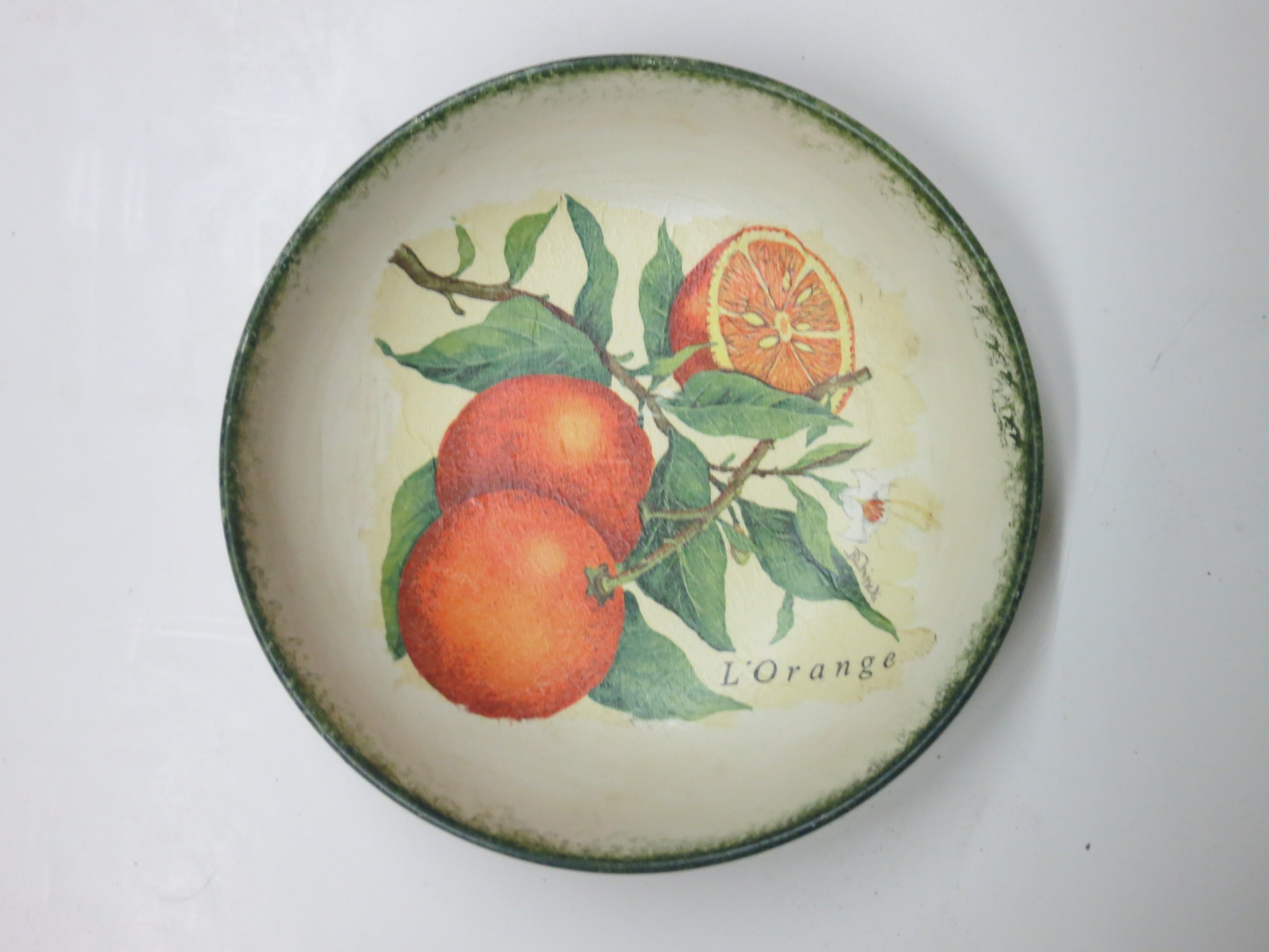 GAC Italian Hand Painted 'Country Fruit' Large Decorative Serving Bowl 9