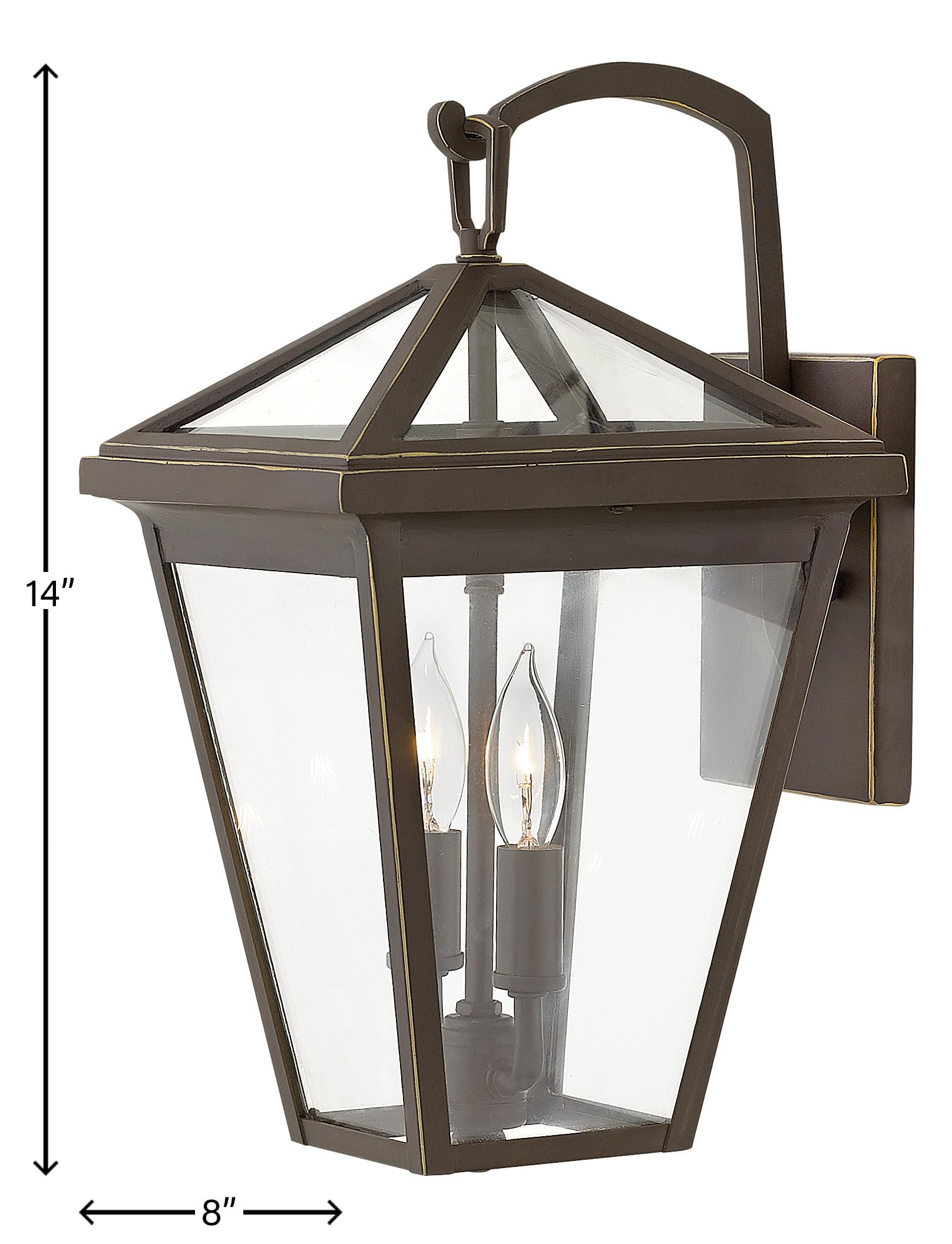 Hinkley Alford Place 2560OZ Medium Outdoor Wall Mount Lantern - Die Cast Aluminum Frame, Sealed Clear Glass - Oil Rubbed Bronze - Perfect for Porch, Patio, and Garden Lighting