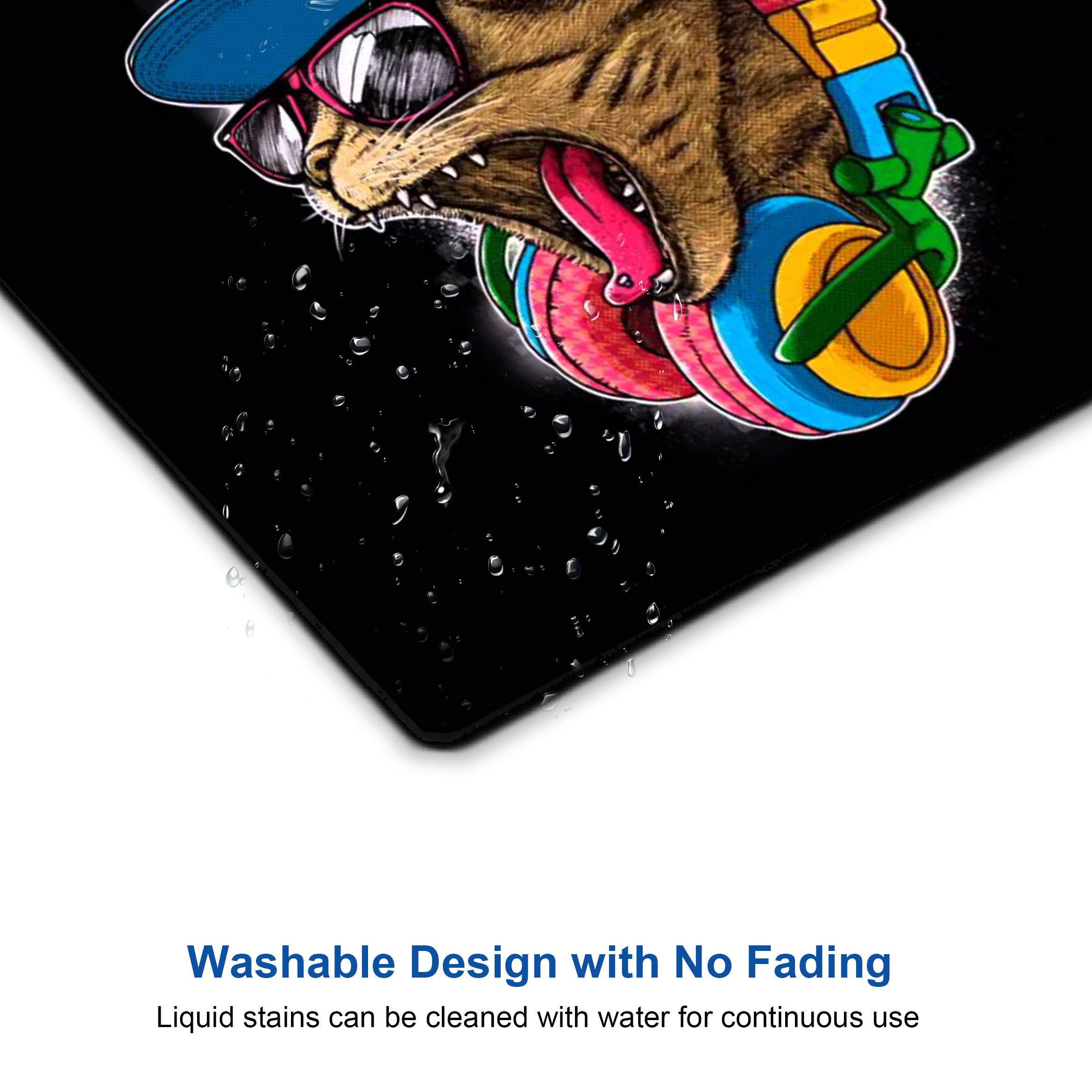 Non-Slip Rubber Mouse Pad with Cool Cat Design - Ergonomic Computer Mouse Mat for Office & Gaming - Perfect for Workstations, Home Desks & PC Setups
