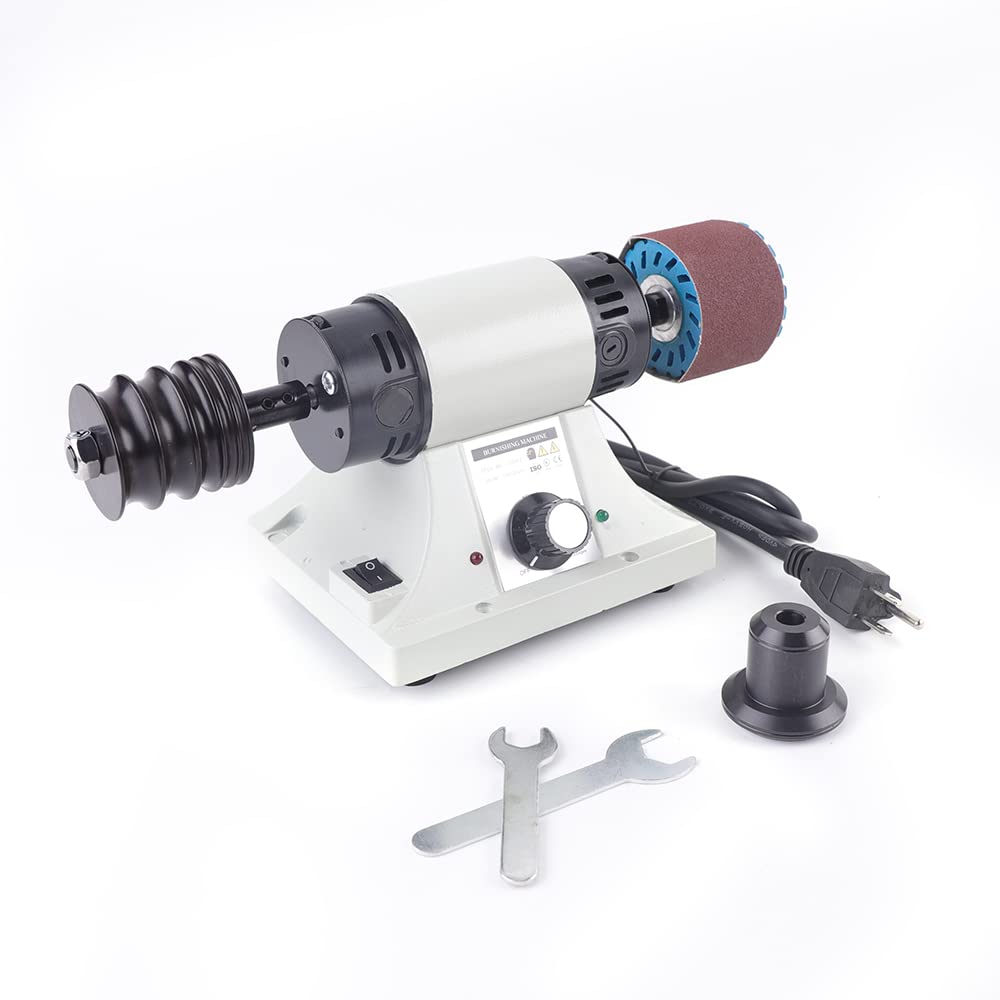 Professional Leather Edge Burnishing Machine & Polishing Kit - Adjustable Rosewood Grinding Head, 8000rpm 350W Motor for Vegetable Tanned Leather (110V) - Perfect for Leather Crafting, Shoe Repair & DIY Leather Projects - Fast US Shipping