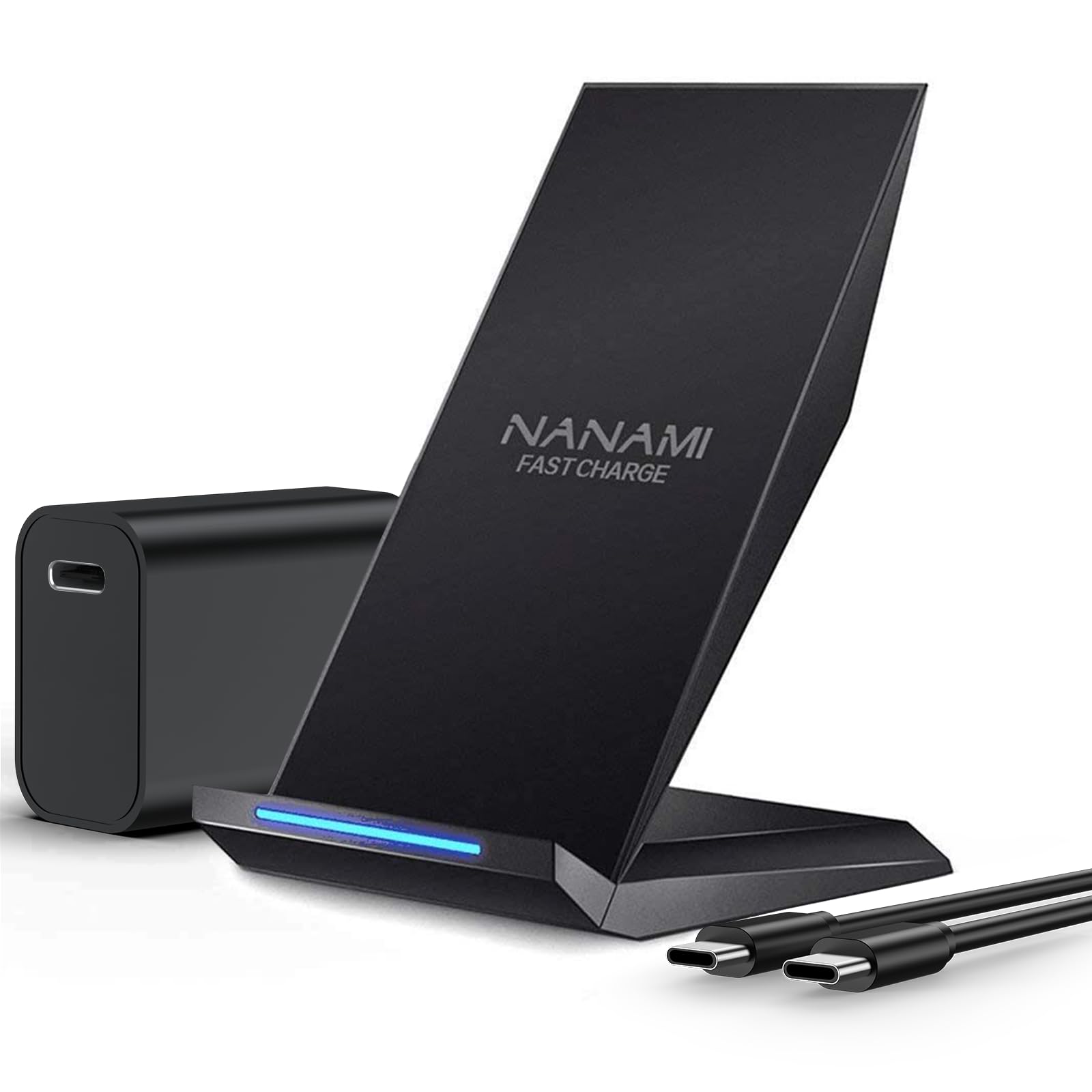 Fast Wireless Charger Stand with 20W PD Adapter & USB Port - Qi Certified for iPhone 16/16 Plus/16 Pro/16 Pro Max/15/14/13/12 & 10W for Samsung Galaxy S25/S24/S23/S22/S21 - Perfect for Home, Office, and Nightstand Charging
