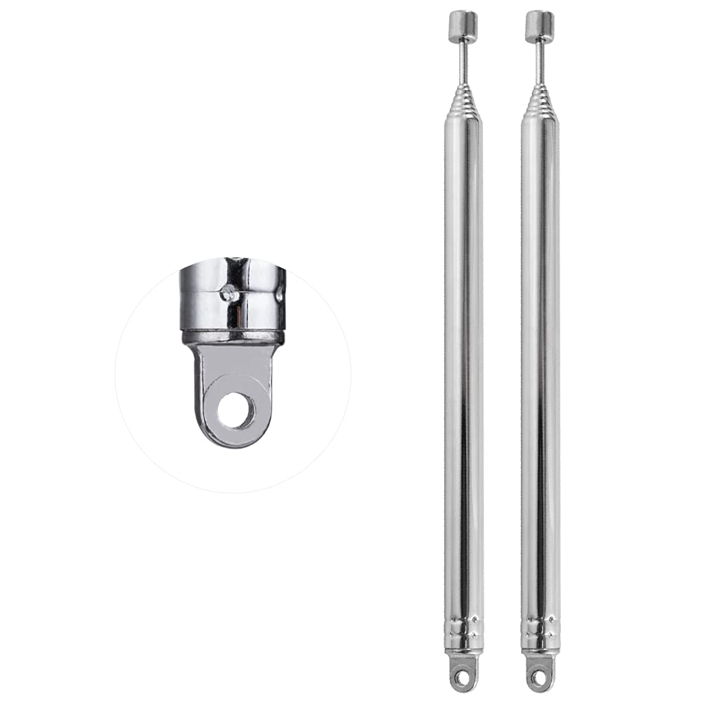 2 Pack 72CM/28.3IN FM Radio Antenna - 8-Section Telescopic Portable Antenna for TV, DAB, FM/AM Stereo Reception | Perfect for Home, Office & Car Audio Systems