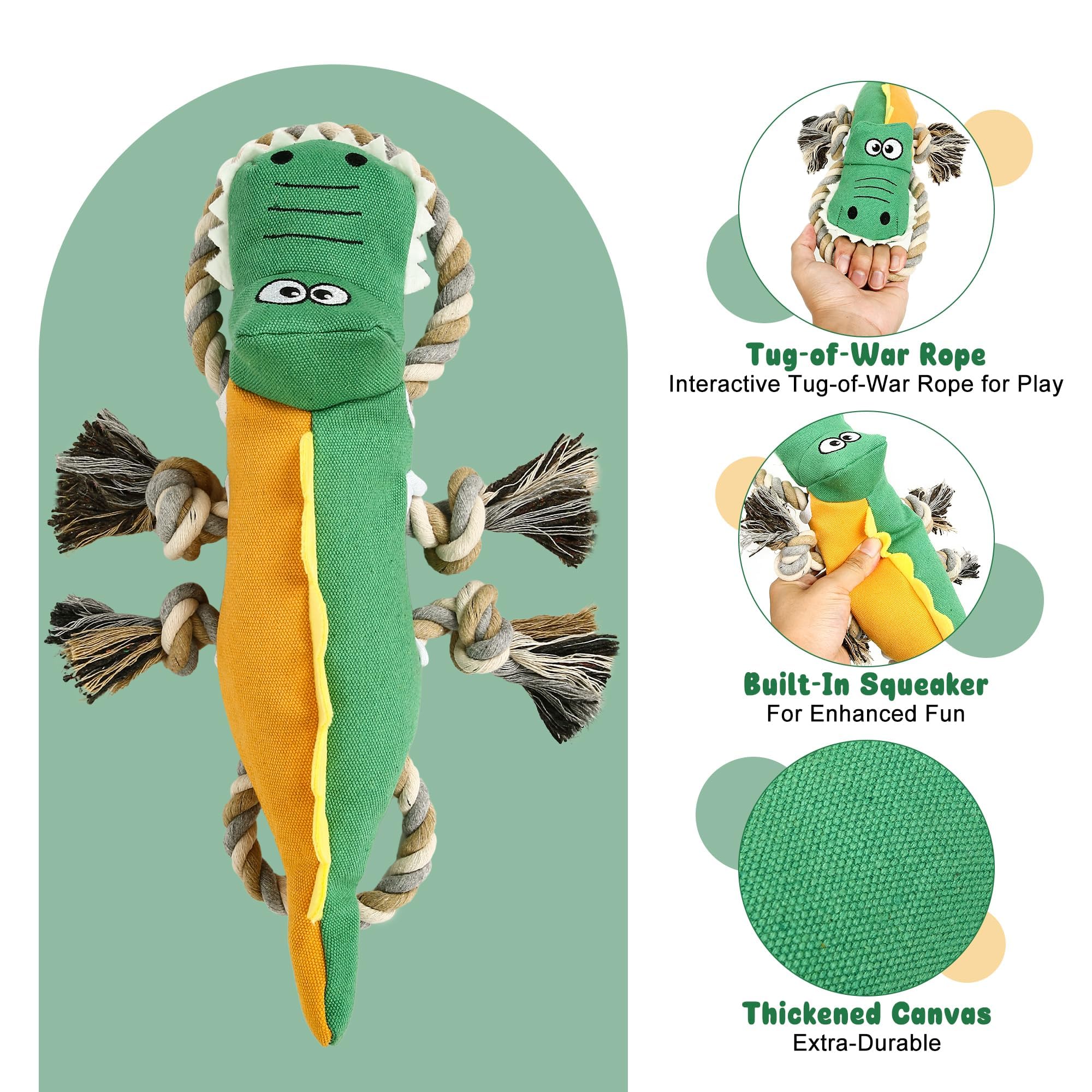 IOKHEIRA Indestructible Dog Toys for Aggressive Chewers - Durable Chew Toys for Large Dogs & Big Breeds, Tough Crocodile-Shaped Toy for Playtime & Training