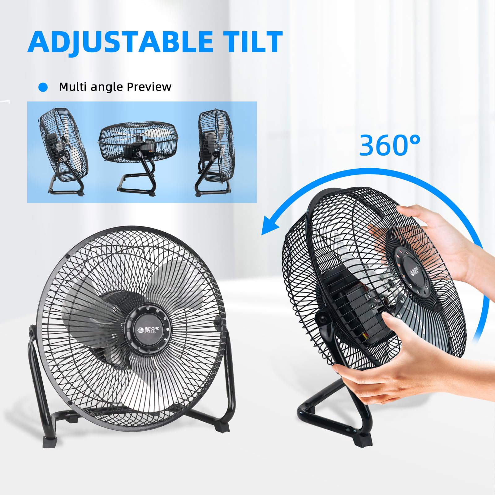 9 Inch 3-Speed All Metal Floor Fan - Adjustable Tilt Small Desk Fan for Office, Bedroom & Home Cooling | Quiet Personal Fan for Workstation, Tabletop & Indoor Use