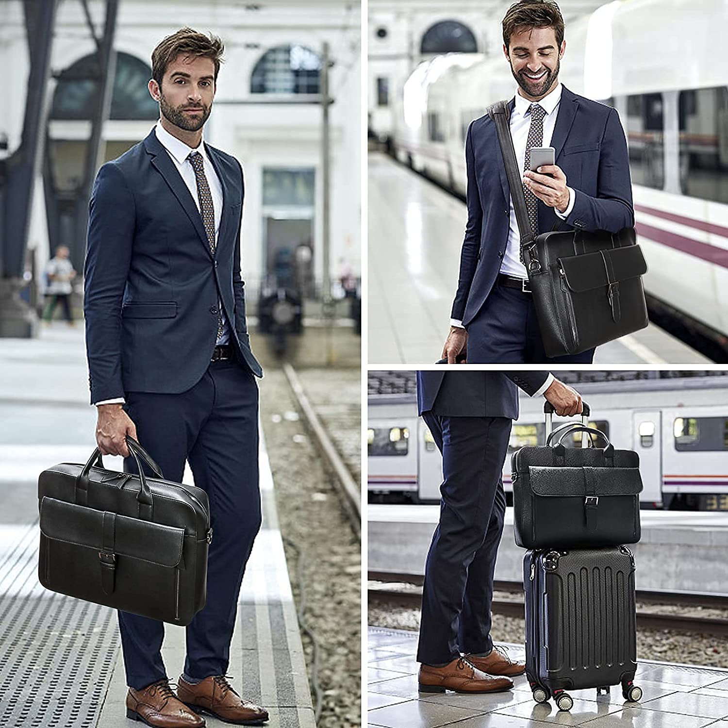ESTARER 17-17.3 Inch Waterproof Canvas Laptop Messenger Bag for Men - Durable Business Computer Briefcase for Work, Travel & College (Fits 15.6 Inch Laptops) - Perfect for Commuting, Business Trips & Daily Office Use