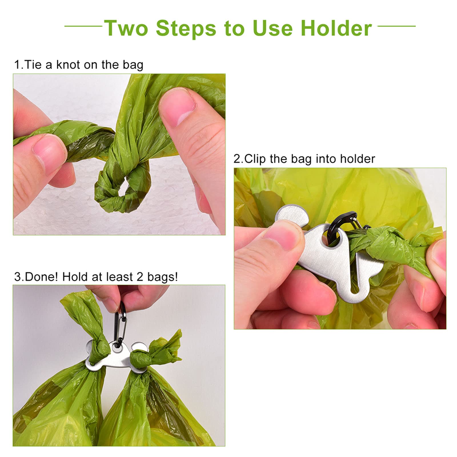 4PCS Dog Poop Bag Holder - Leak-Proof Metal Waste Bag Carrier with Hands-Free Clip for Walking Pets | Perfect for Dog Walking, Hiking, and Outdoor Adventures