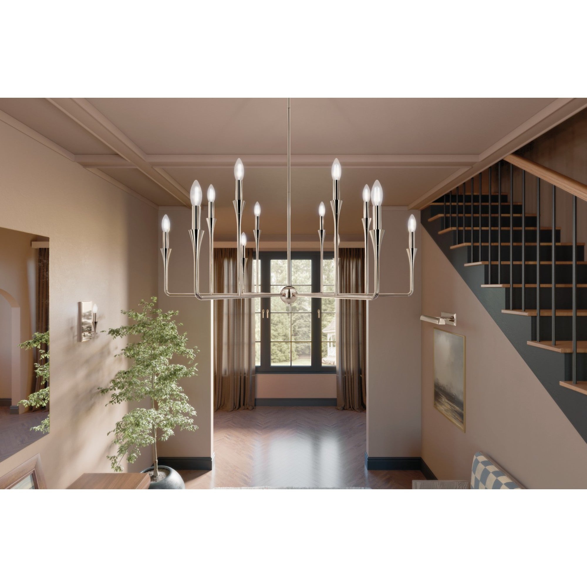 Alvaro 40-Inch 12-Light Multi-Tier Crystal Chandelier with Polished Nickel Finish - Perfect for Dining Room, Foyer, or Luxury Bedroom Lighting