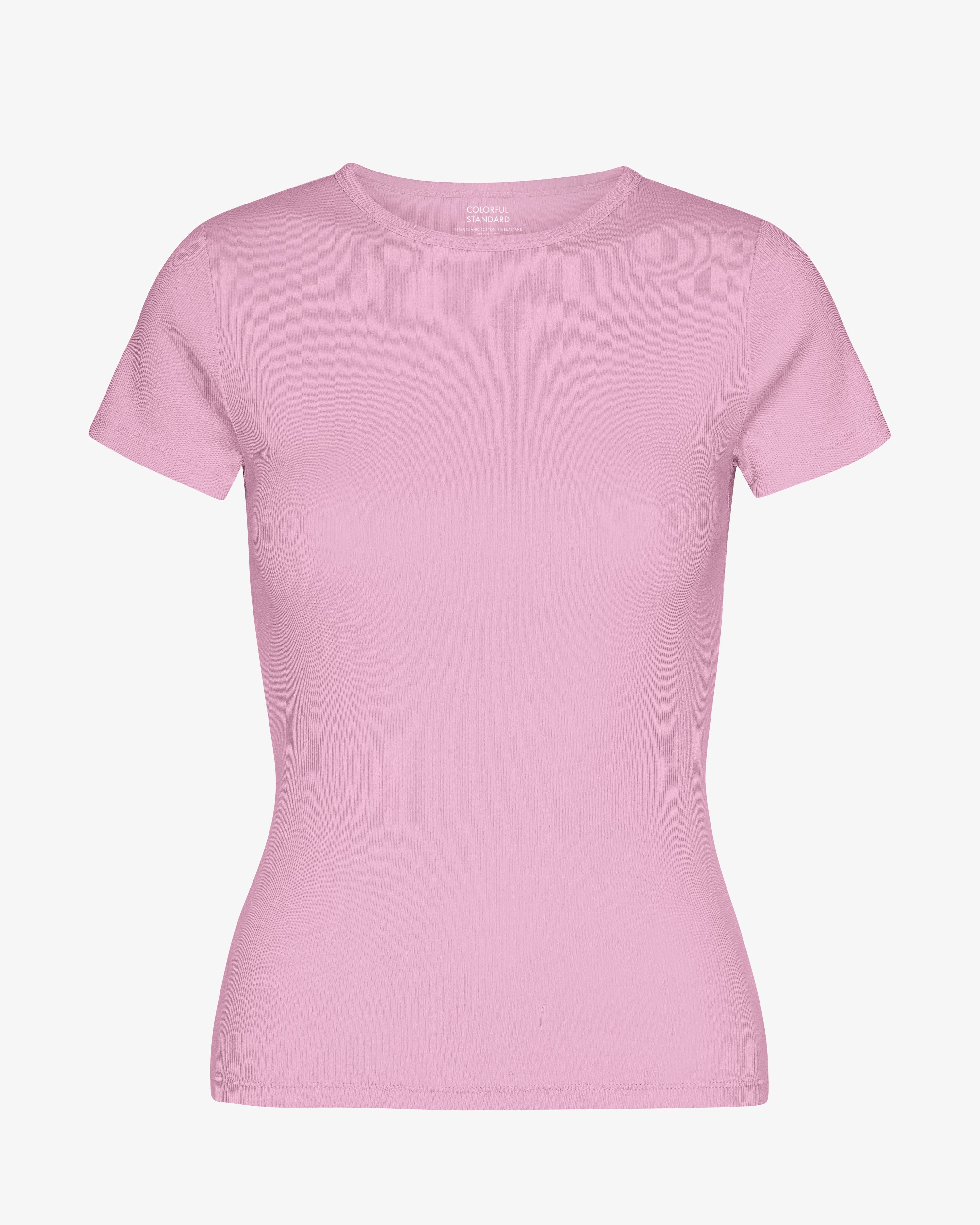 Organic Cotton Rib T-Shirt with Cherry Blossom Print - Women's Comfortable Casual Tee for Spring Outfits and Everyday Wear