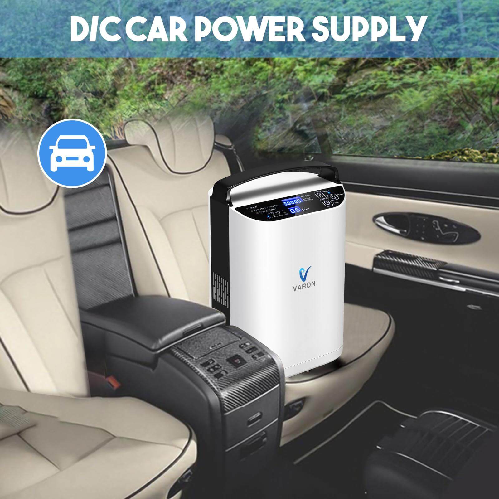 VARON 5L/min Pulse Flow Portable Oxygen Concentrator with 8-Cell Battery - Lightweight Oxygen Machine for Travel, Home & Outdoor Use
