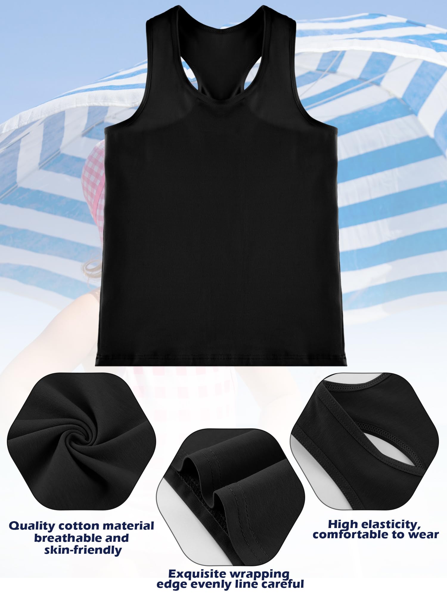 Geyoga 6-Pack Girls Dance Tank Tops - Racerback Crop Tops for Ballet, Gymnastics & Dance - Breathable Sleeveless Performance Wear - Perfect for Dance Class, Recitals & Practice Sessions