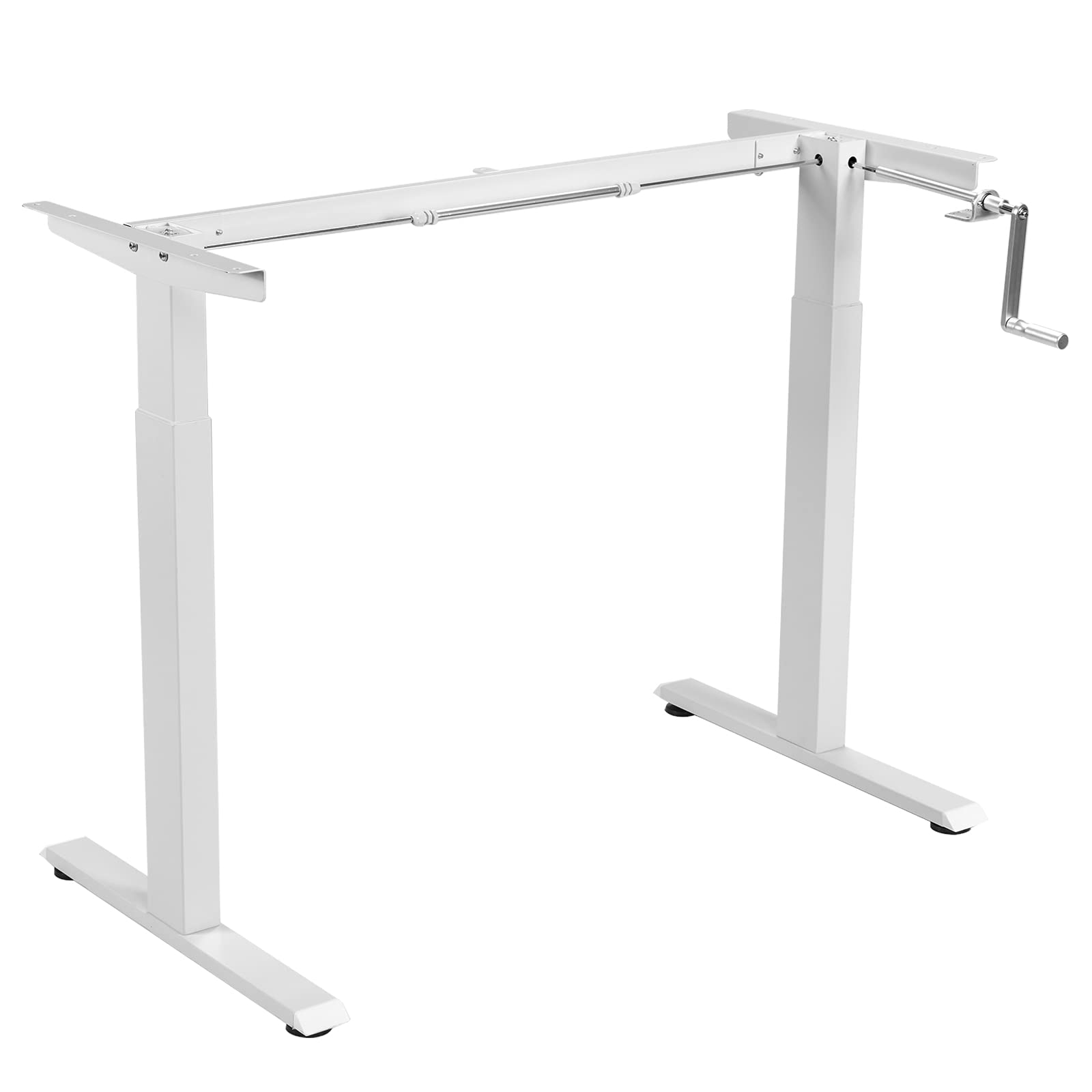 Tangkula Manual Height Adjustable Standing Desk Frame - Ergonomic Hand Crank Sit Stand Workstation with Cable Management Tray & Headphone Hook - Perfect for Home Office, Study & Workspace Productivity