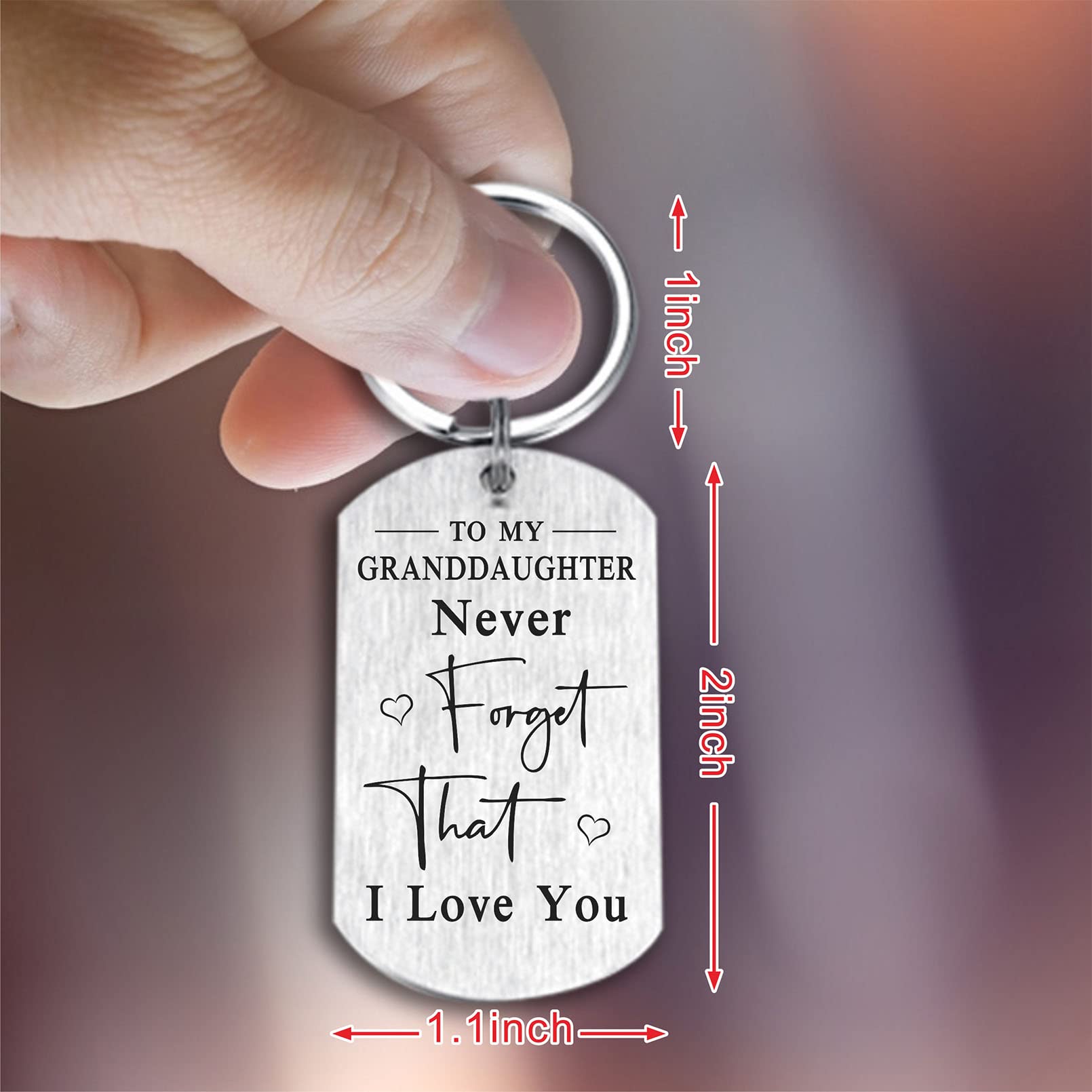 I Love My Favorite Granddaughter Keychain - Engraved Birthday & Graduation Gift for Granddaughters - Perfect for Keyrings, Backpacks & Special Occasions