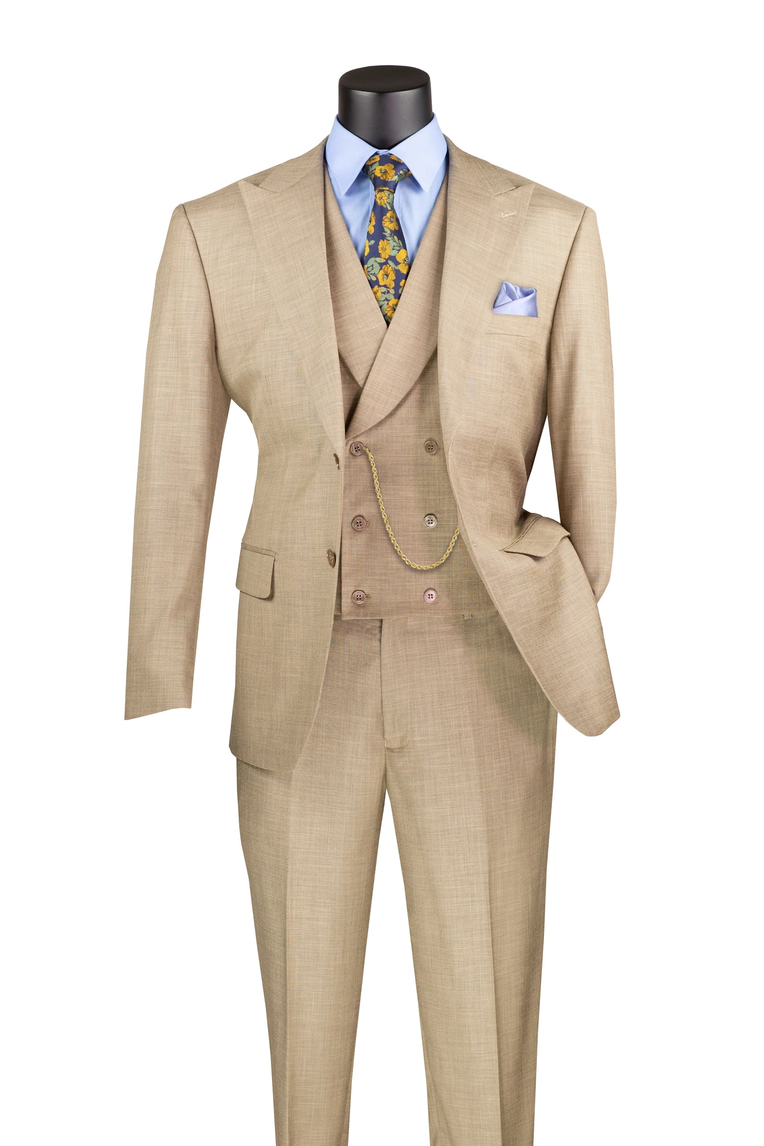 Stylish Taupe Modern Fit 3-Piece Suit Set with Notch Lapel Vest & Adjustable Waist Pants | Perfect for Weddings, Business Meetings & Formal Events