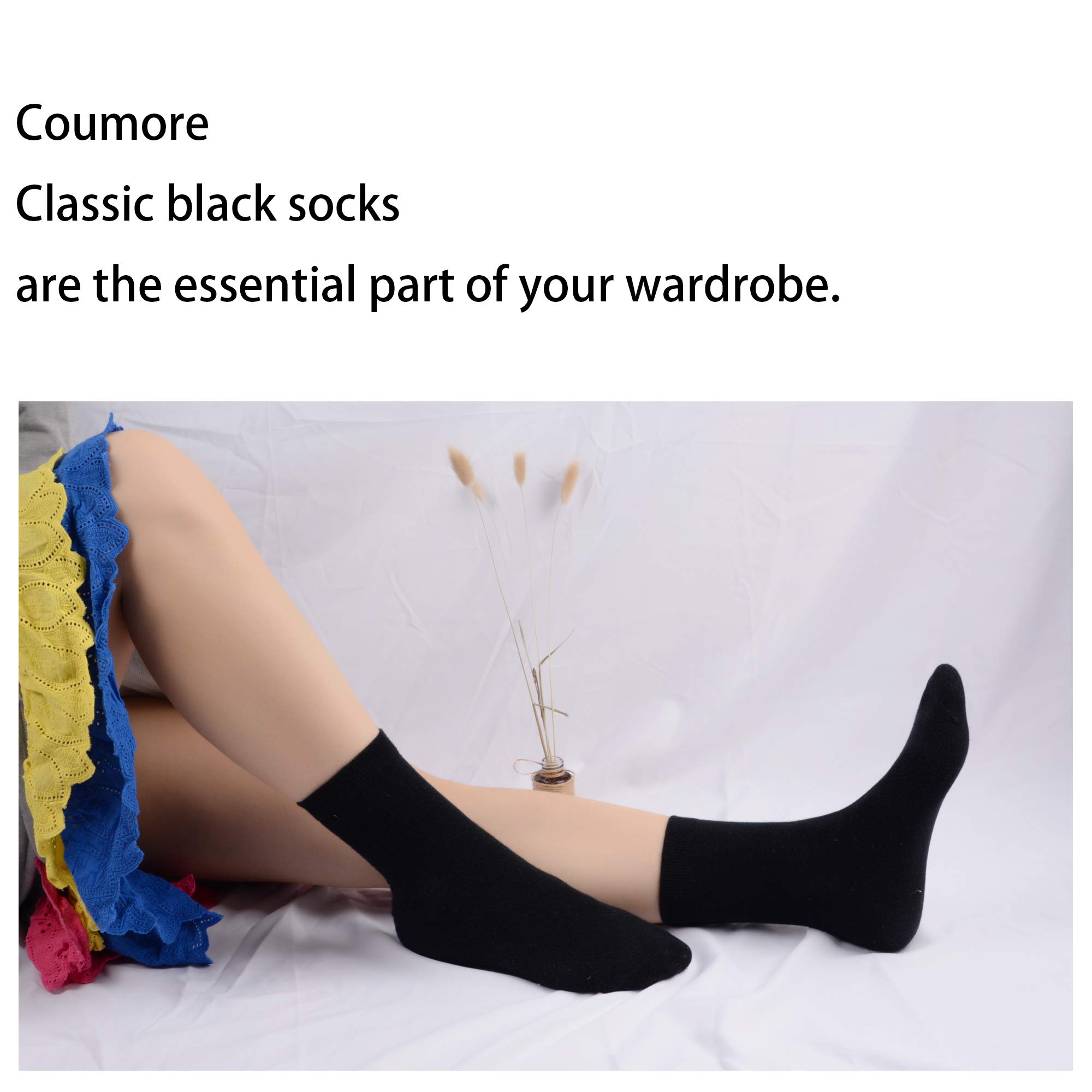 6-9 Pairs Women's Black Crew Socks - Thin High Ankle Lightweight Cotton Socks for Women - Perfect for Workout, Running, Yoga & Everyday Wear