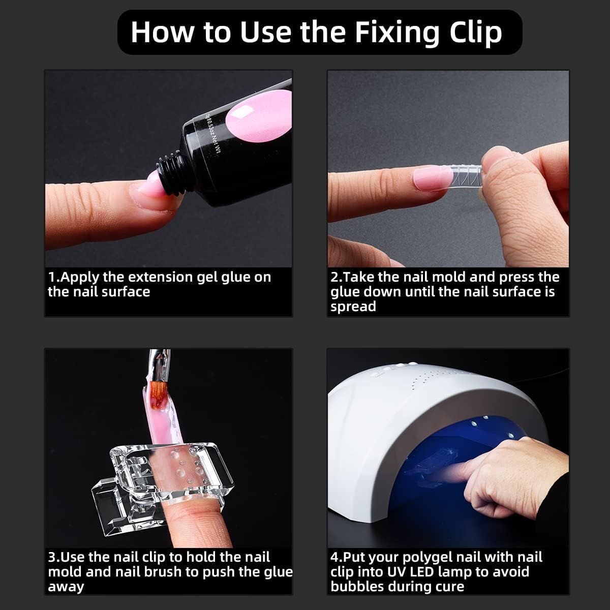 NAILWIND Polygel Nail Clips for Nail Extensions - 10-Piece Quick Building Nail Tips Clips for False Nails, Dual Forms & Manicure Tools - Perfect for DIY Nail Art & Salon Professionals