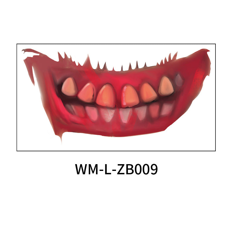 Scary Halloween Mouth Tattoo Stickers for Adults & Kids - Fake Bloody Teeth & Vampire Fangs Temporary Tattoos - Perfect for Halloween Parties, Cosplay & Horror Costumes