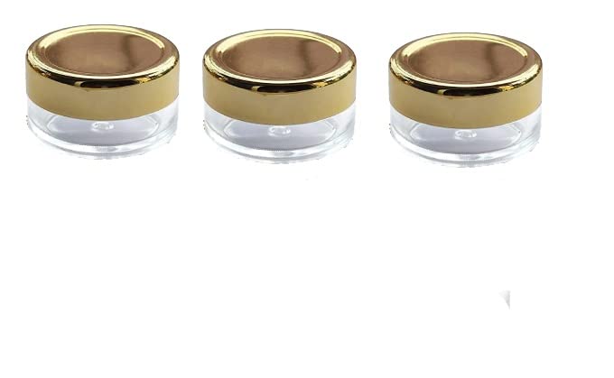 10 GM Empty Acrylic Jar with Gold Lid & Leakproof Inner Lids - Clear Cosmetic Container (Pack of 3) | Ideal for Creams, Salves, DIY Beauty Products & Travel Toiletries