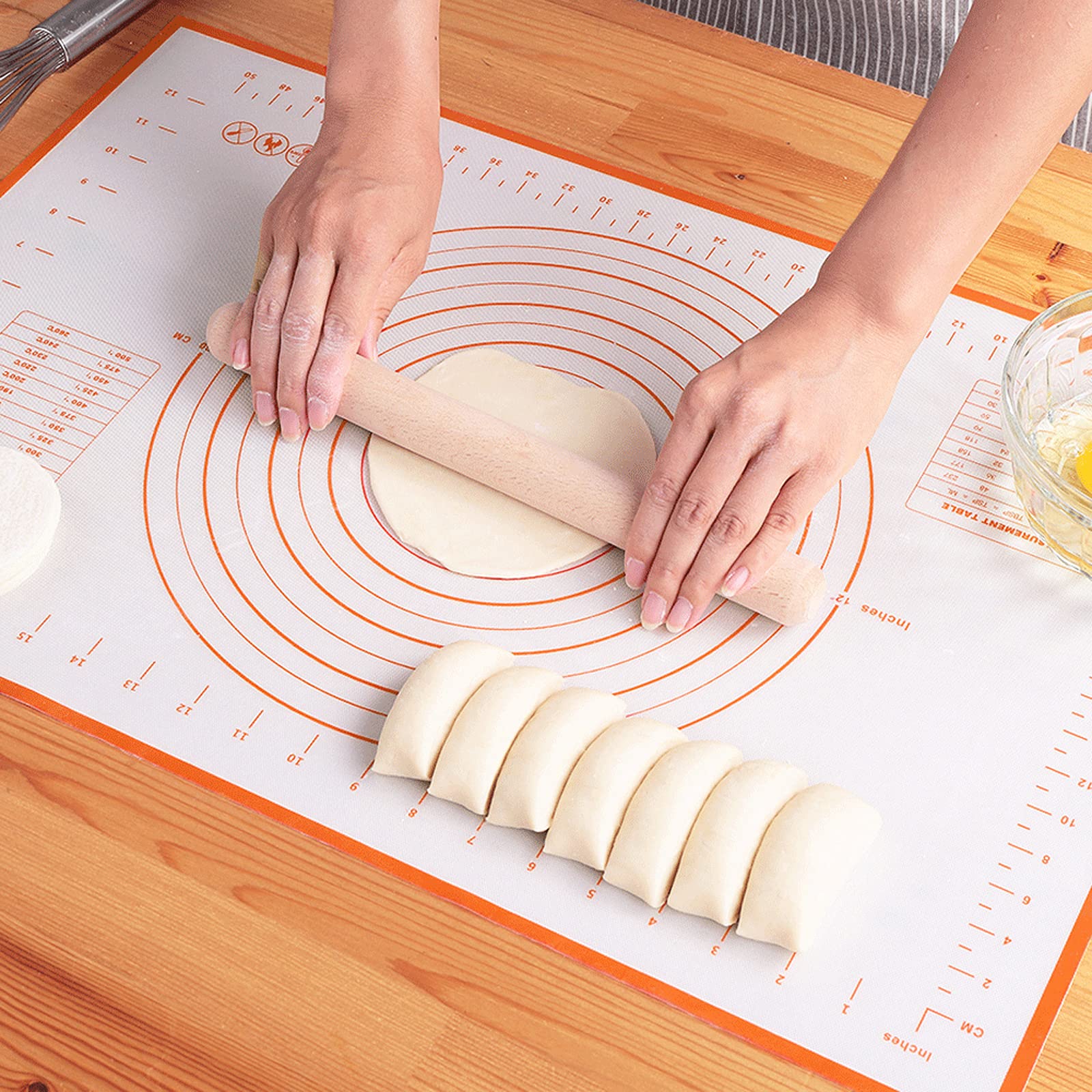 Premium Non-Stick Silicone Baking Mat - Extra Thick Pastry Mat for Fondant, Dough Rolling & Pie Crust - 12x16 Inch Oven Liner & Counter Protector (Orange) - Ideal for Baking, Cooking & Kitchen Counter Protection