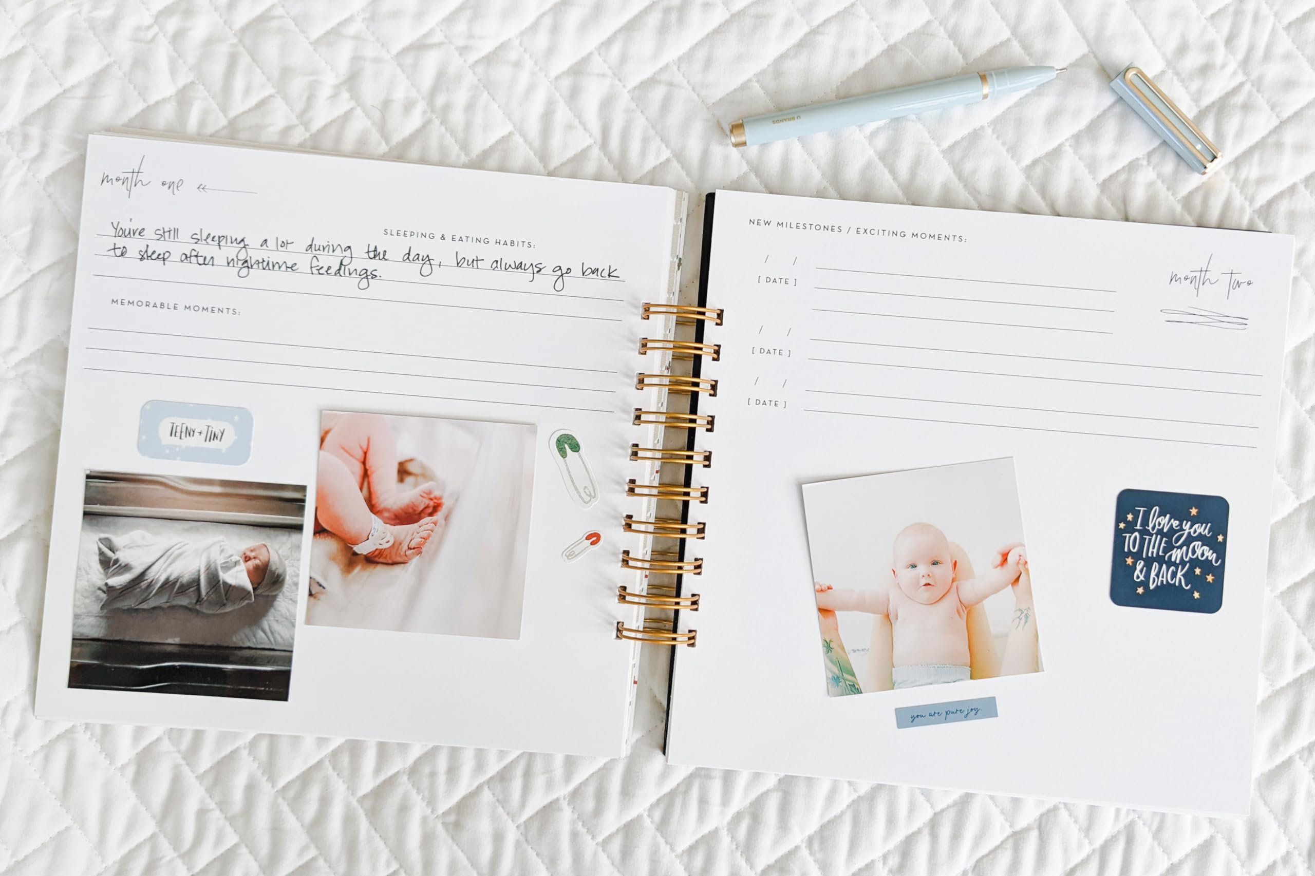 Baby Memory Book for First Year - Record Baby Girl or Boy's Milestones in Photo Journal Scrapbook Album (Lavender) | Perfect for Newborn Gifts, Christening Presents & 1st Birthday Keepsakes
