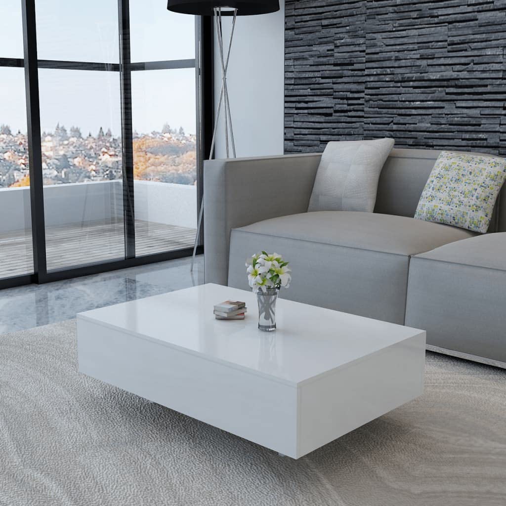 Modern White High Gloss Coffee Table - 33.5