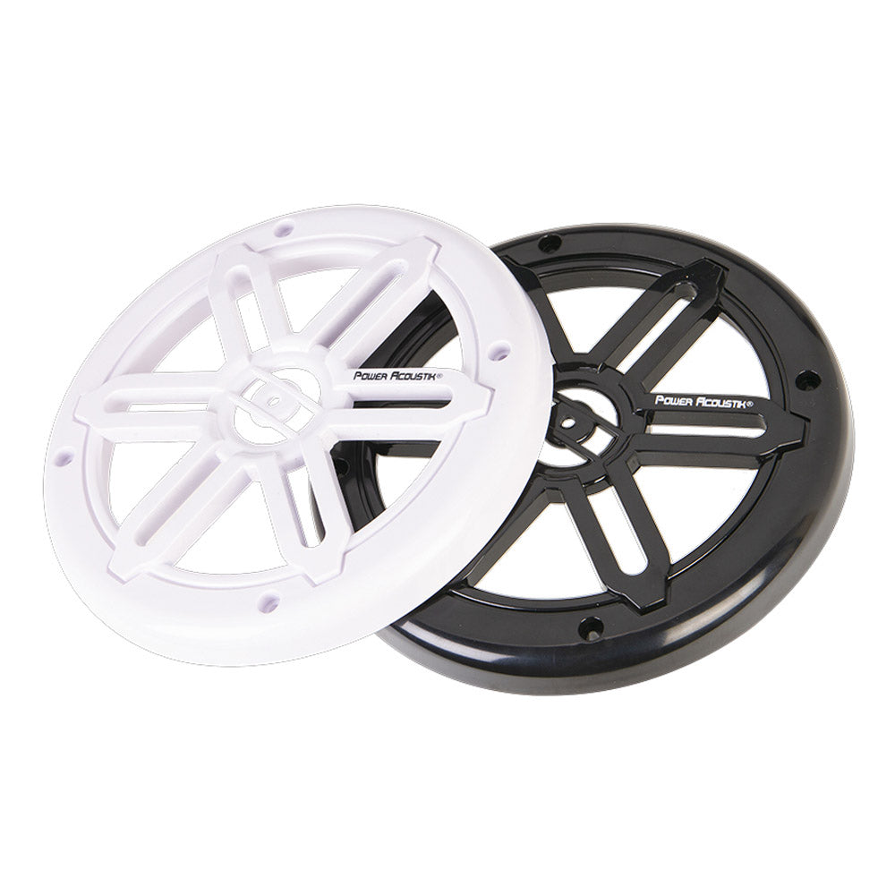 Power Acoustik MFL 65WB 6.5 Inch Marine Grade Waterproof Coaxial Speakers with Blue LED Lights & White/Titanium Grills - Perfect for Boats, ATVs, and Outdoor Audio Systems