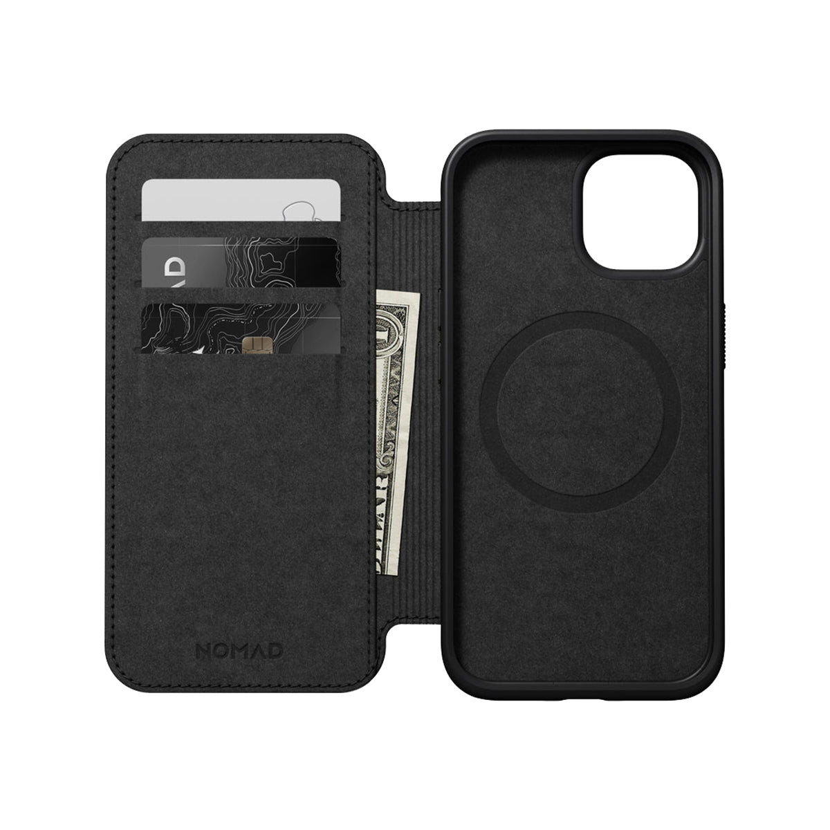 Premium Genuine Leather Folio Case for iPhone 15 - Slim Protective Cover with Card Slots (Black) | Perfect for Business Professionals & Daily Commuters