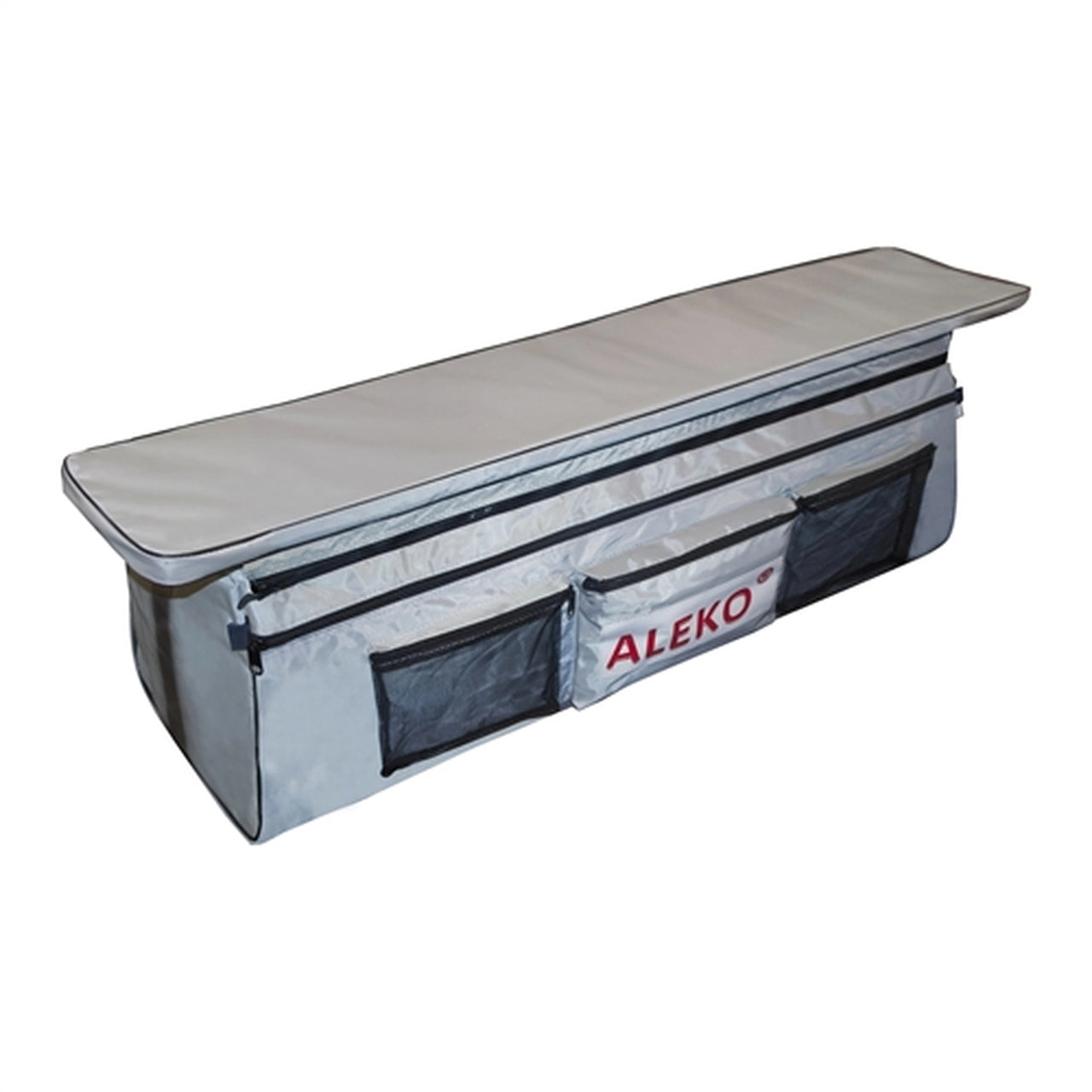**Aleko Waterproof Inflatable Boat Seat Cushion with Storage Bag & Pockets - 41x9 Inches, Gray - Perfect for Fishing, Kayaking & Boating Comfort**