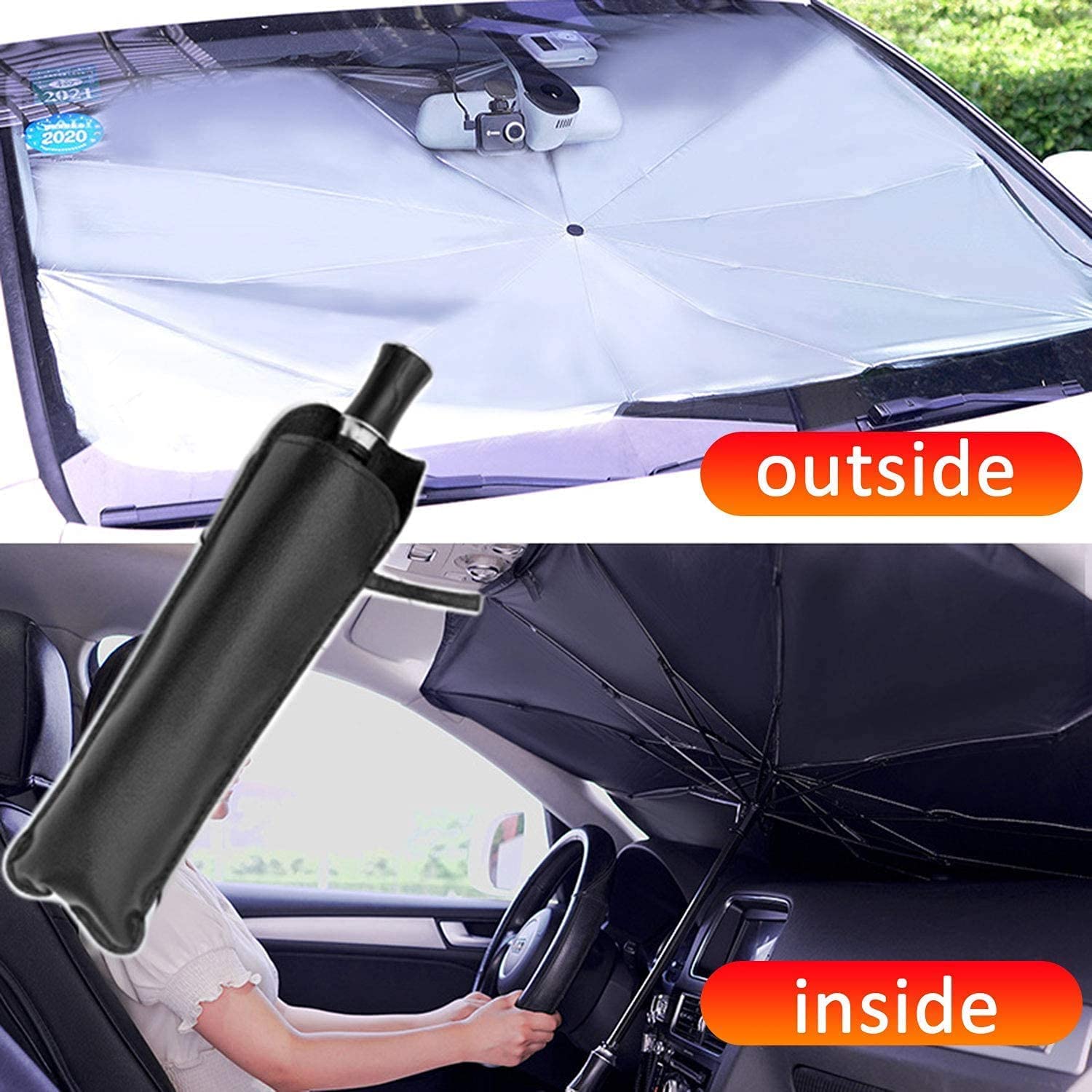 **Foldable Car Windshield Sun Shade Umbrella - UV Protection & Heat Blocking for Front Window (85x150cm) | Keep Your Car Cool in Summer | Perfect for Parking, Travel & Outdoor Use**