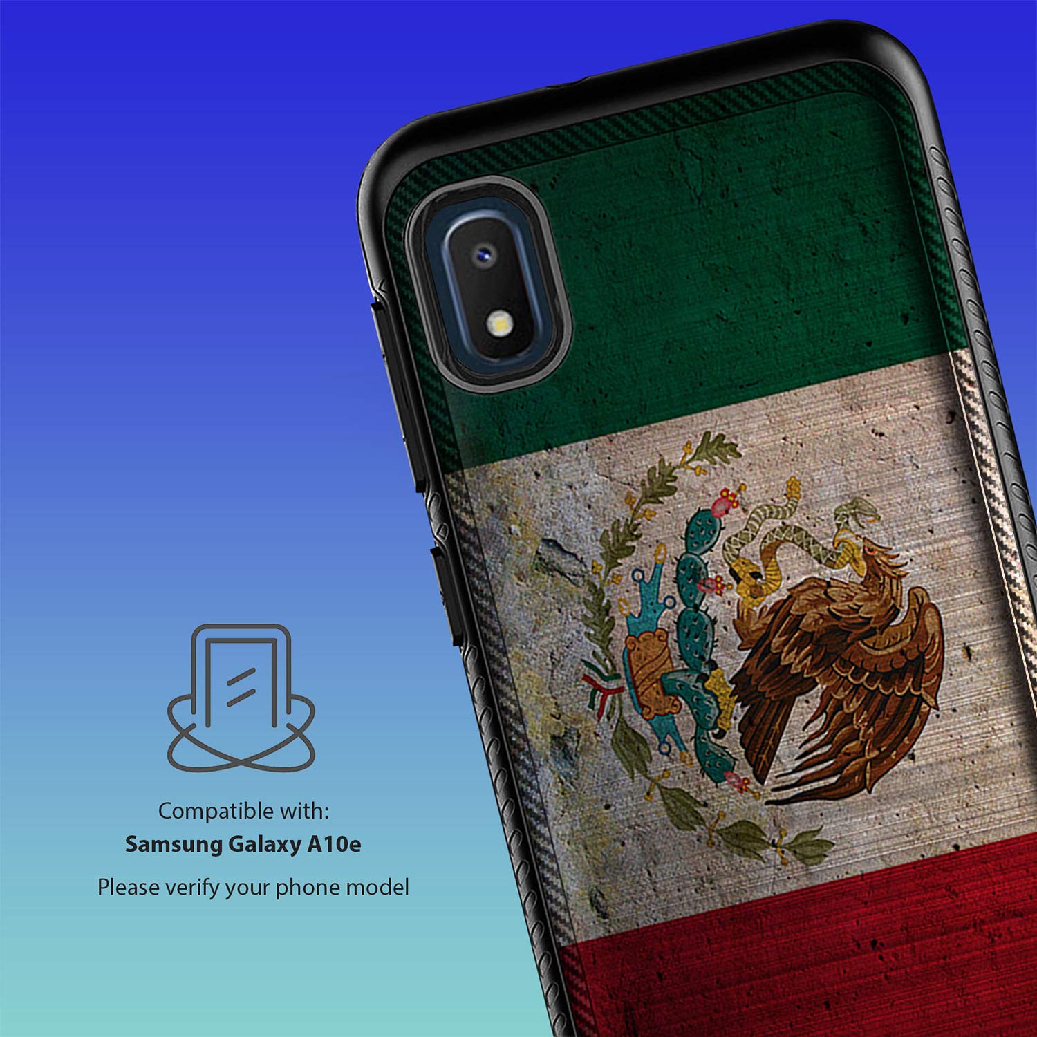 Slim Fitted Phone Case Compatible with Samsung Galaxy A10e - Shockproof Protective Cover with Mexico Flag Embossed Design | Perfect for Everyday Use, Travel & Gift Giving