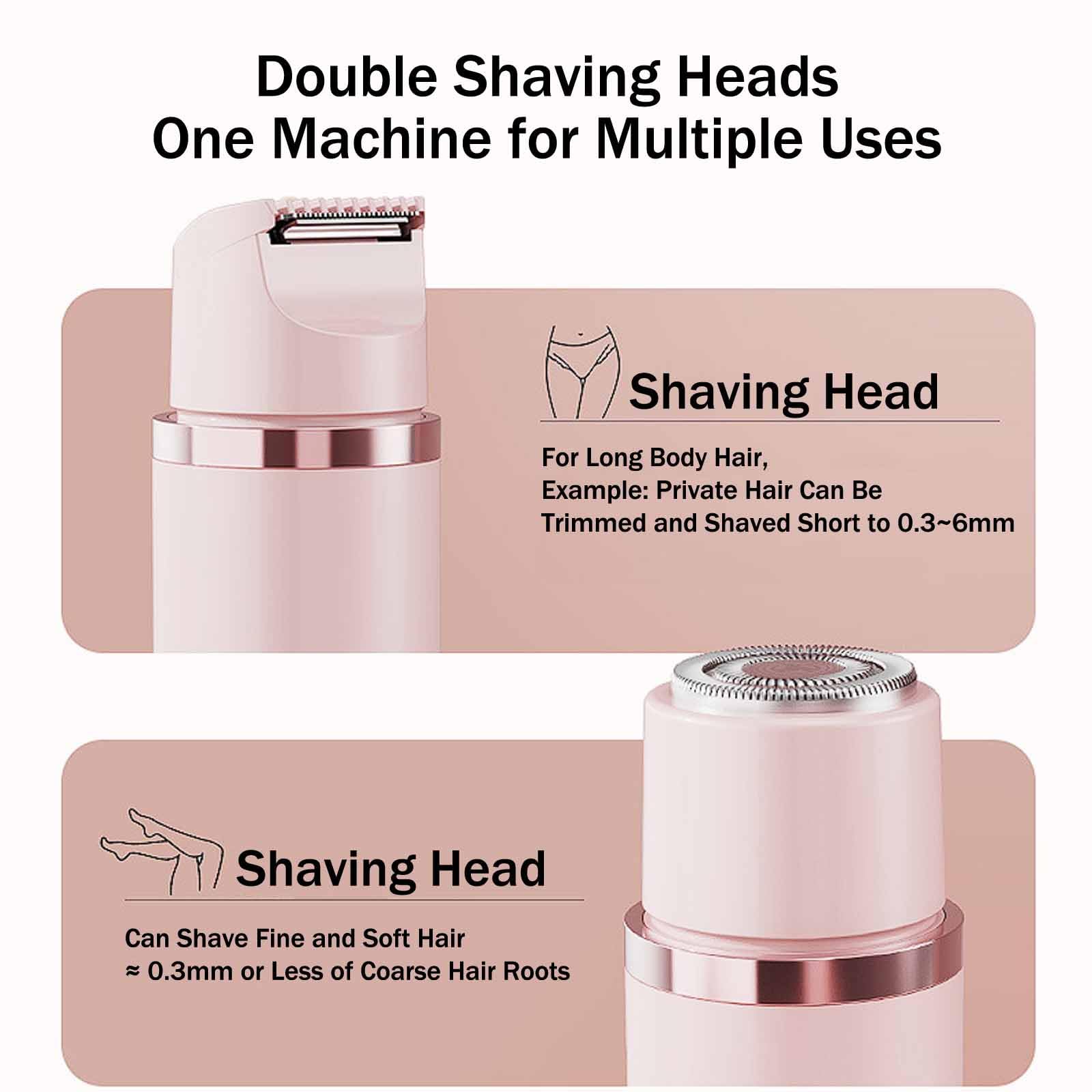 Favorabler-D Women's Electric Razor - 2-in-1 Rechargeable & Waterproof IPX7 Lady Shaver for Smooth Legs, Underarms & Bikini Area - Full Body Hair Removal for Travel, Gym & Everyday Use (Pink)