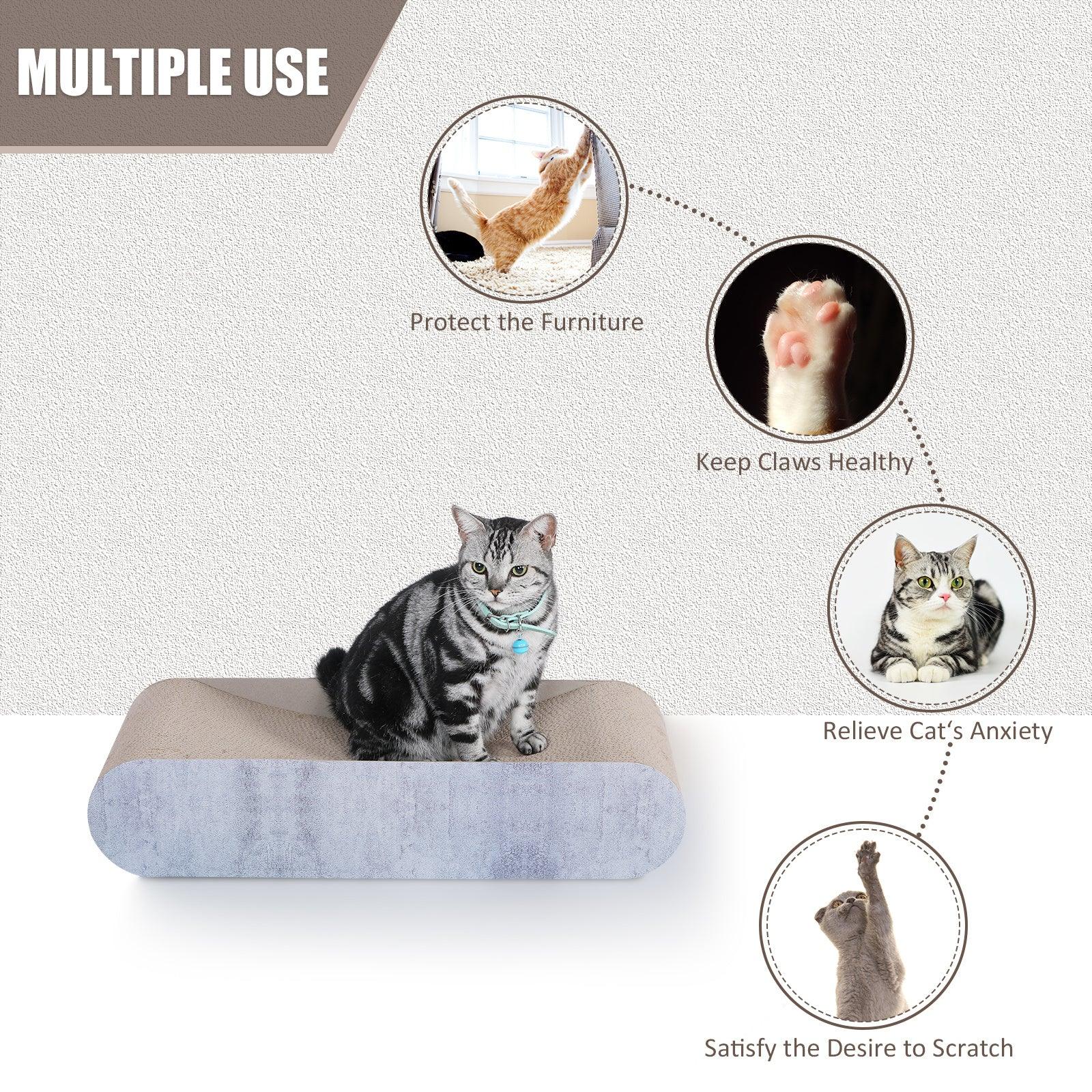 Premium Cat Scratcher Lounge Bed - Durable Bone-Shaped Cardboard Scratching Pad for Cats | Recyclable & Reversible Furniture Protector | Grey Pet Accessory for Home, Office & Playtime
