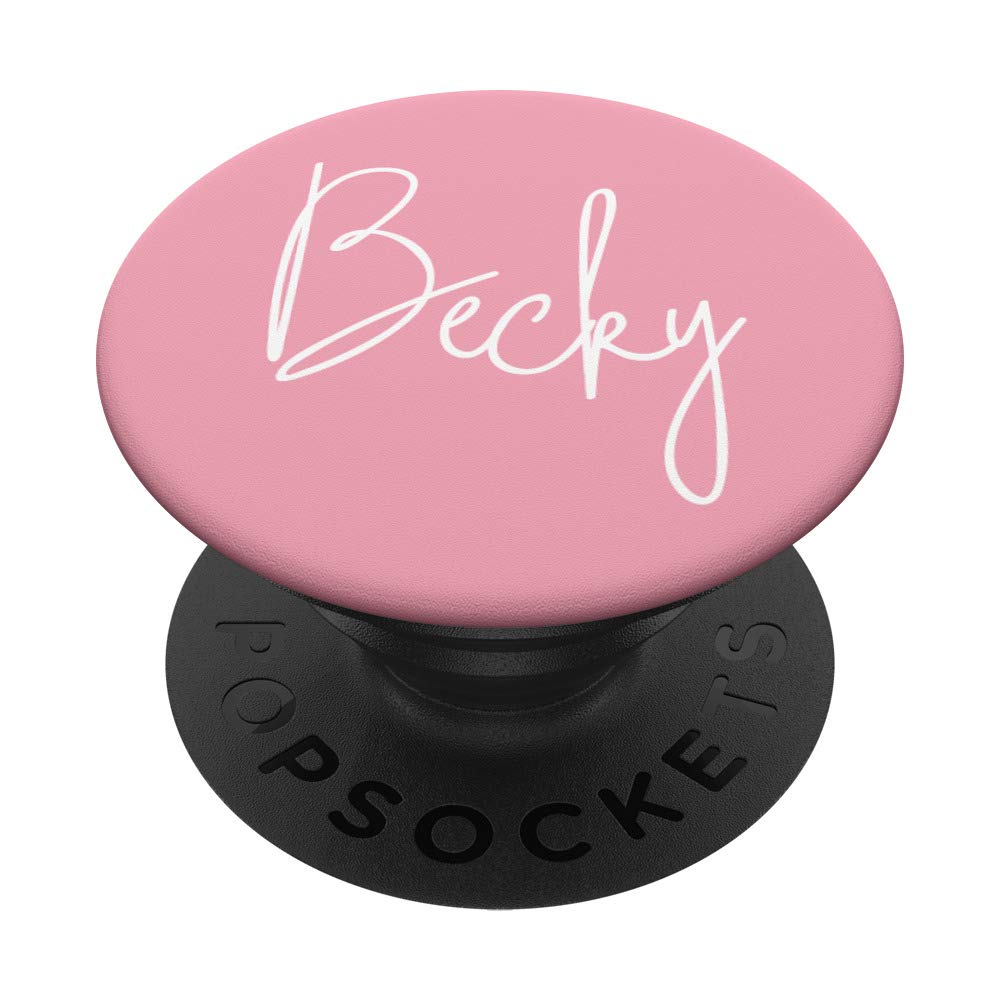 Becky Name Personalized Girl Name White on Pink - Becky PopSockets PopGrip: Swappable Phone Grip for iPhone, Samsung & Tablets | Perfect Gift for Birthdays, Graduation & Everyday Use
