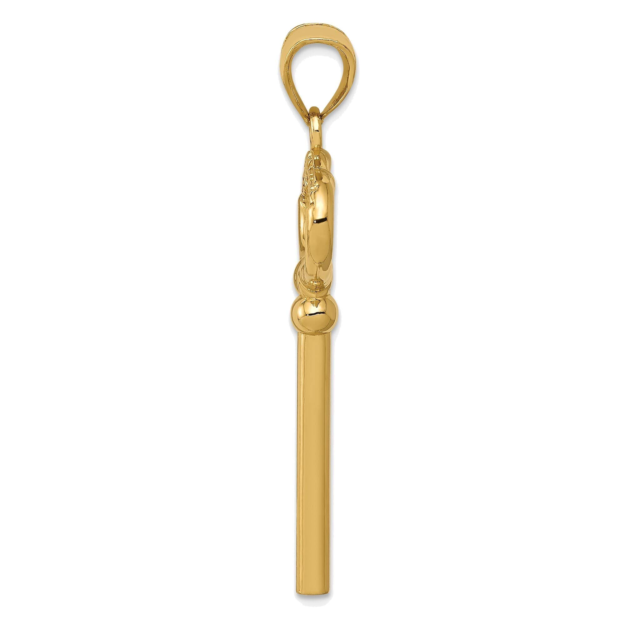Bonyak 14K Yellow Gold 3D Heart Key Charm - Elegant Polished Jewelry for Women, Perfect Gift for Valentine's Day, Anniversary & Special Occasions