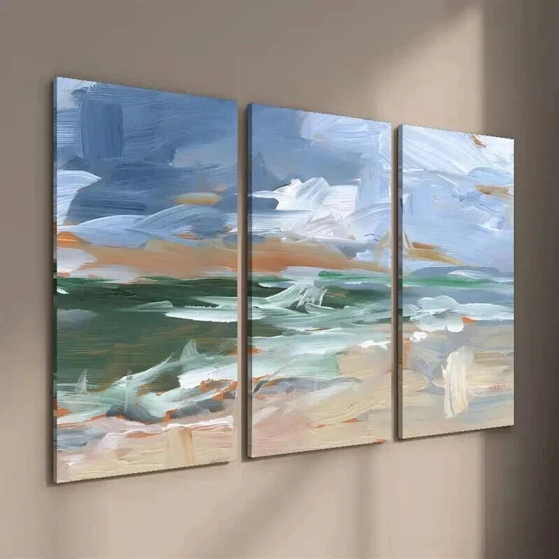 3-Piece Abstract Beach Nautical Wall Art Set - Framed Canvas Prints 40x60cm (16x24in) - High Quality Australian Made Landscape Paintings for Living Room, Bedroom & Office Decor - Ready to Hang Coastal Home Artwork