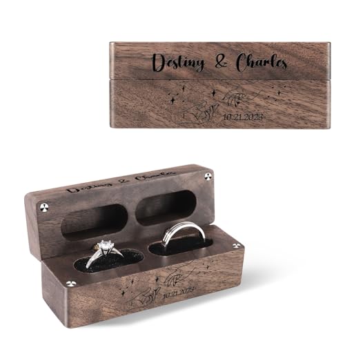 Personalized Engraved Wooden Ring Box for Wedding, Engagement & Proposal - Handmade Rustic Ring Storage Holder - Valentine's Day & Birthday Gift Ideas (Design4) | Perfect for Romantic Proposals, Anniversary Surprises & Jewelry Storage