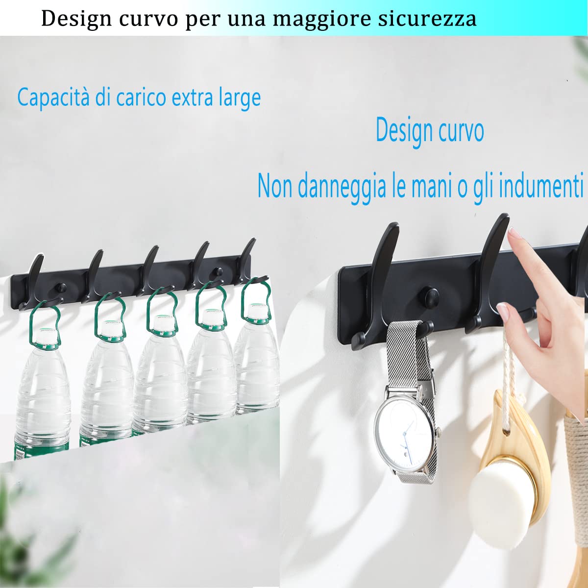 TUOHBOVA 15-Pack Black Aluminum Wall Hooks - Heavy Duty Towel Holder for Bathroom, Kitchen, Door & Garage - Space Saving Organizer for Hats, Coats, Keys & More