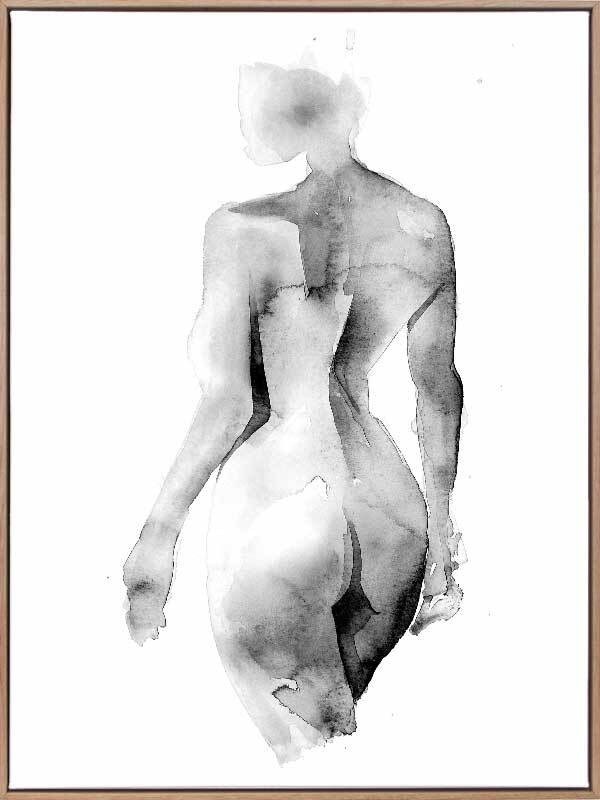 Flawless Female Charcoal Canvas Art Print - Elegant Black & White Wall Decor for Living Room, Bedroom & Office