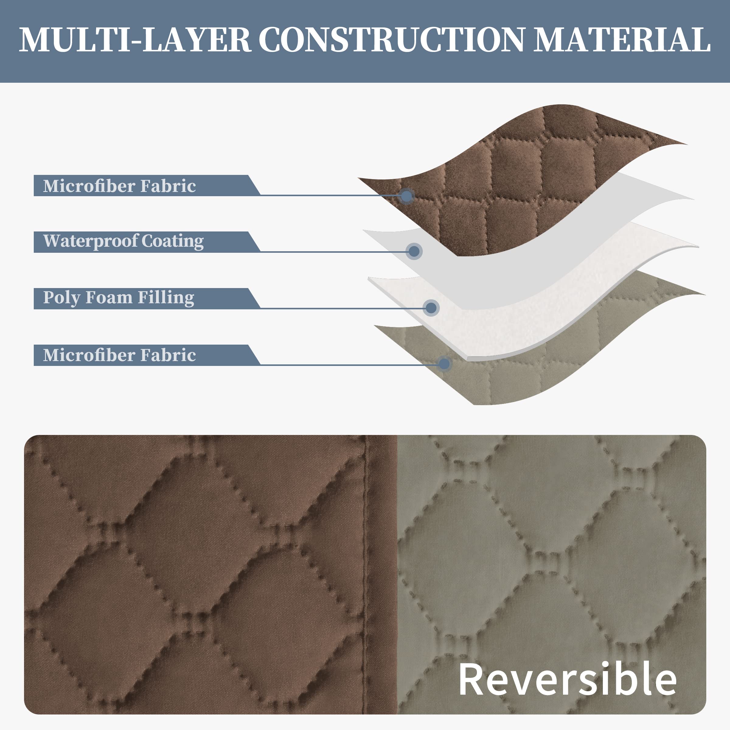 ISSUNTEX Double Protection 100% Waterproof Sofa Cover for Living Room - Reversible 3 Cushion Couch Cover, Pet & Kid Proof Furniture Protector (Brown/Beige) - Perfect for Homes with Dogs, Kids & Everyday Use