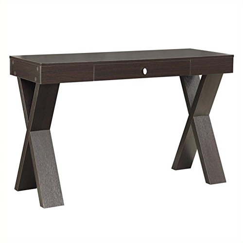 Pemberly Row Wooden Desk with Drawer - Espresso Finish - Home Office & Study Room Furniture for Work & Remote Learning