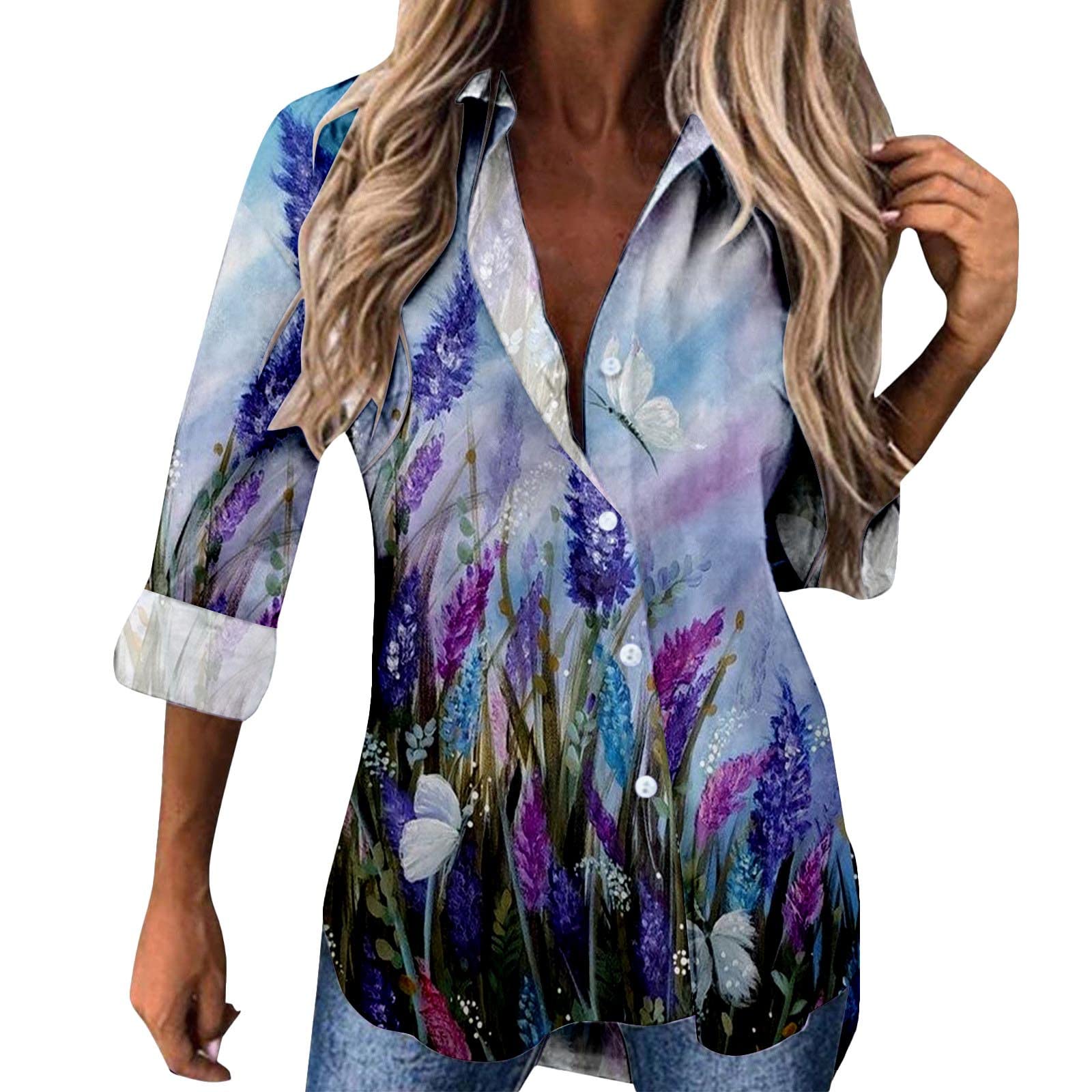 Women's Vintage Print Casual T-Shirts - Fashion Round Neck Long Sleeve Blouse Tops for Spring & Fall | Perfect for Everyday Wear, Office Outfits and Weekend Casual Looks