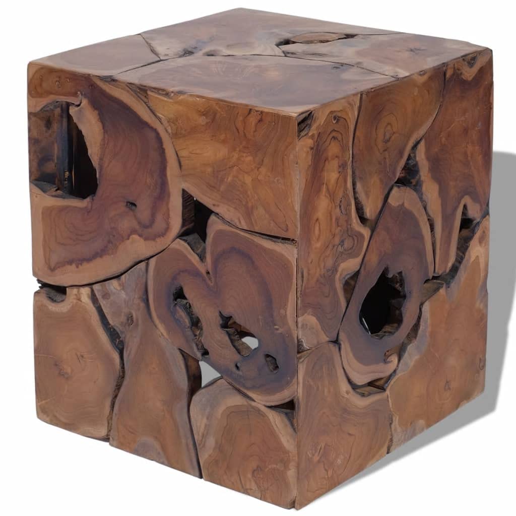 CHARMMA Solid Teak Stool and Coffee Table - 52KG Heavy Duty - Perfect for Living Room, Patio, and Outdoor Decor